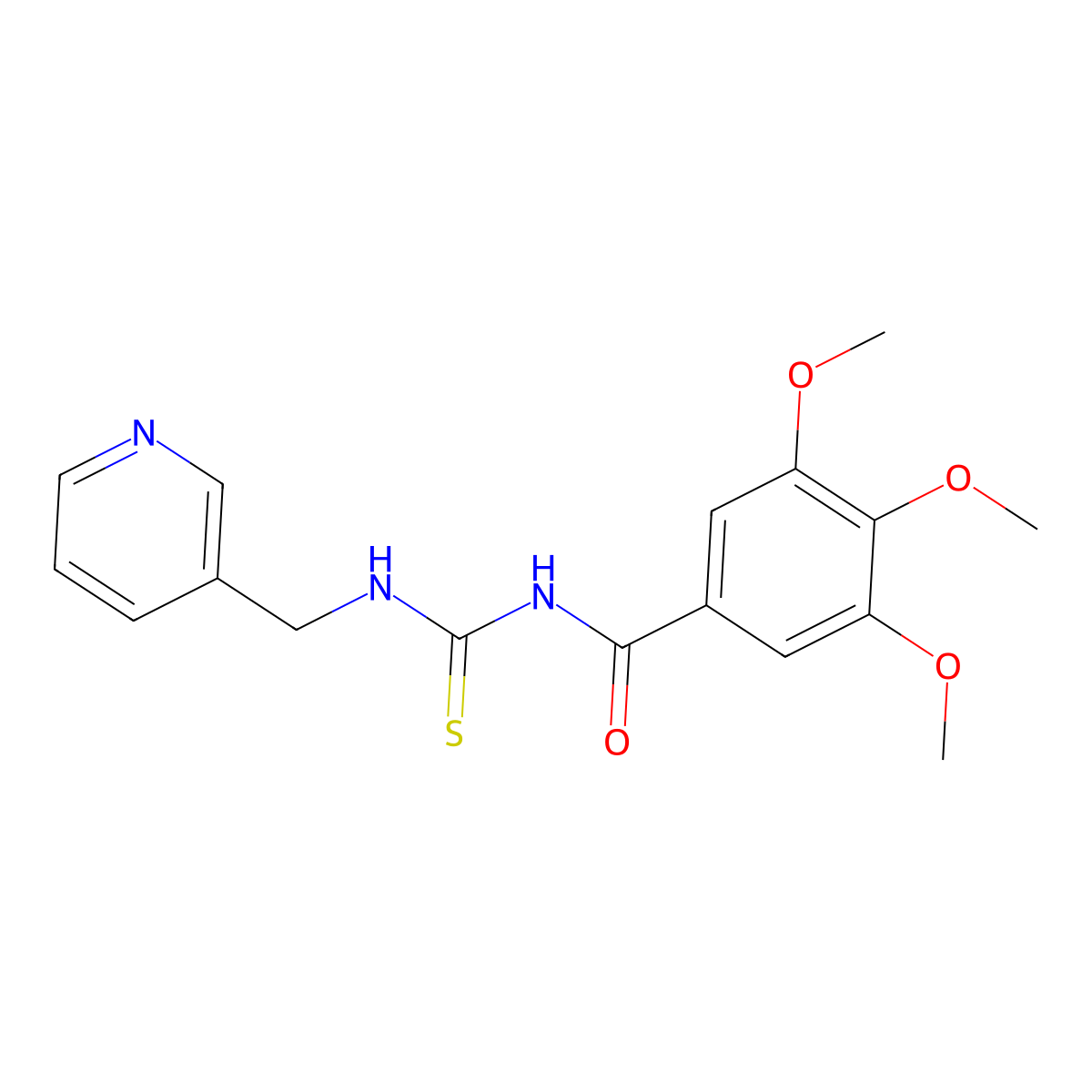 3,4,5-trimethoxy-N-[(pyridin-3-ylmethyl)carbamothioyl]benzamide molecular structure, CAS 371132-99-9