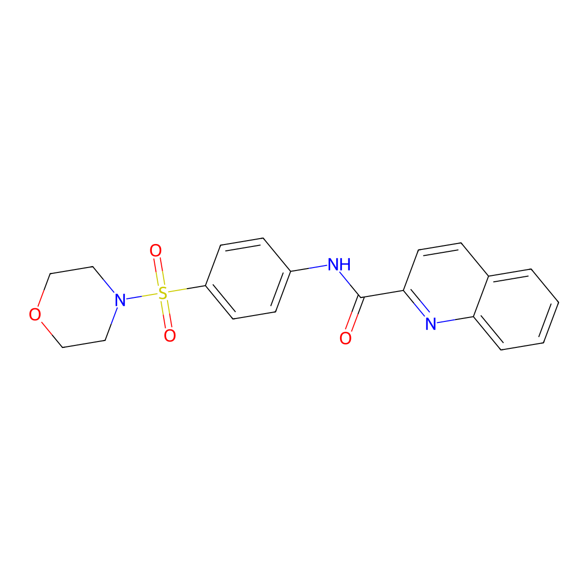 N-(4-morpholin-4-ylsulfonylphenyl)quinoline-2-carboxamide molecular structure, CAS 371133-00-5