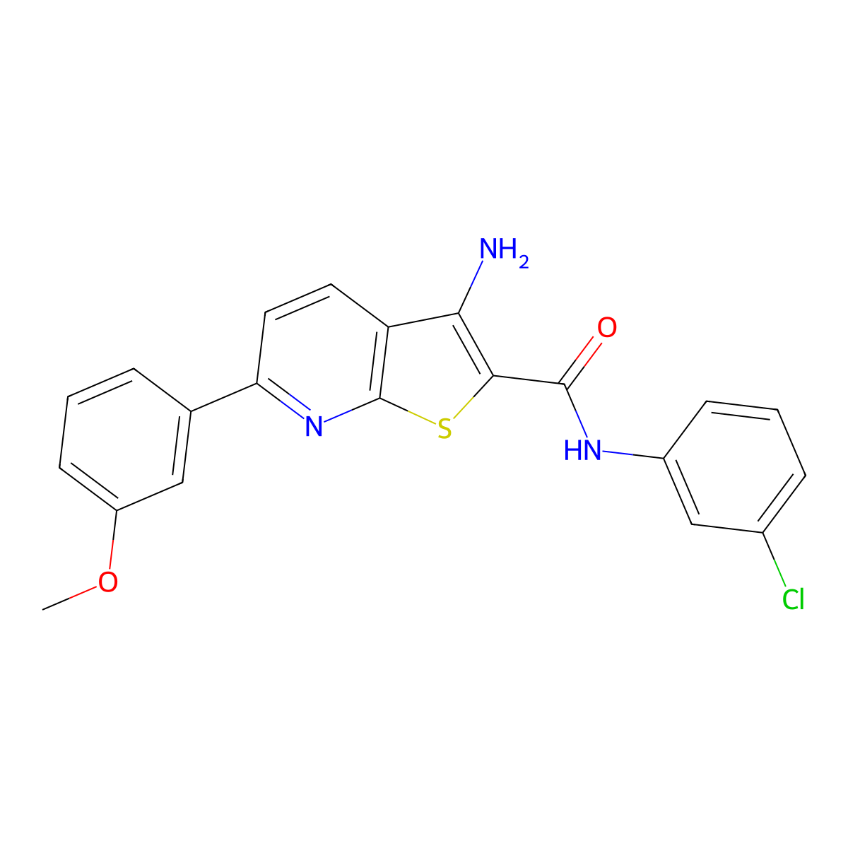 3-amino-N-(3-chlorophenyl)-6-(3-methoxyphenyl)thieno[2,3-b]pyridine-2-carboxamide molecular structure, CAS 371133-80-1