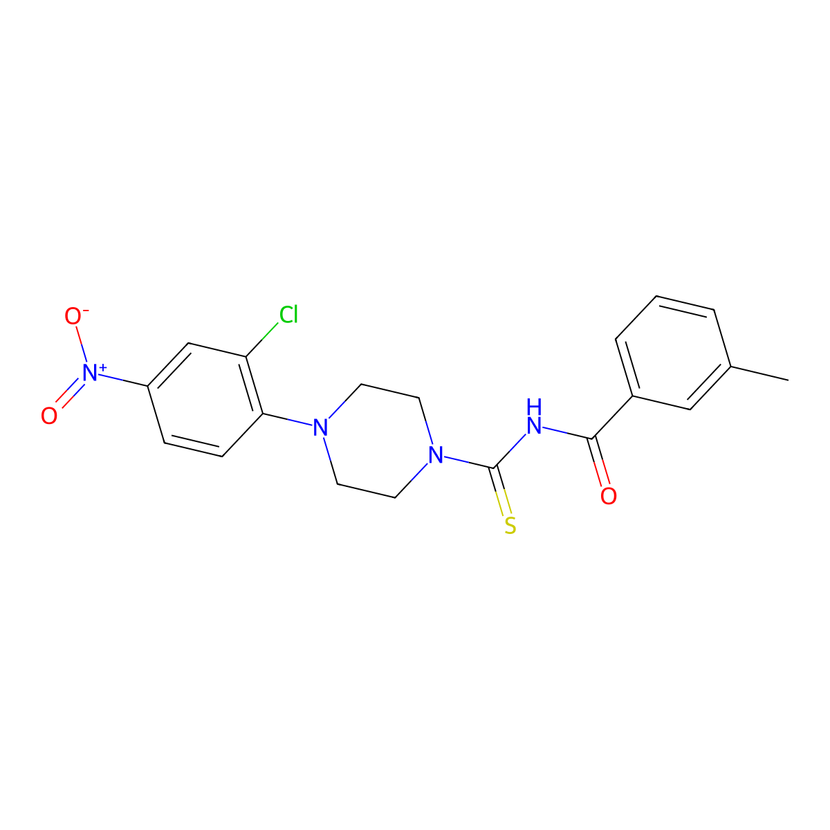 N-[4-(2-chloro-4-nitrophenyl)piperazine-1-carbothioyl]-3-methylbenzamide molecular structure, CAS 371133-93-6