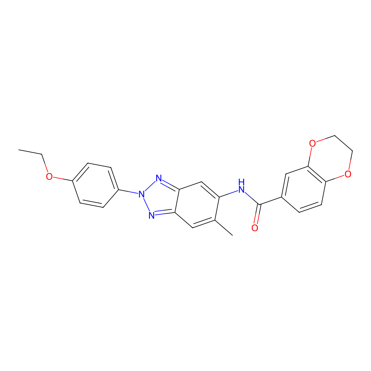 N-[2-(4-ethoxyphenyl)-6-methylbenzotriazol-5-yl]-2,3-dihydro-1,4-benzodioxine-6-carboxamide molecular structure, CAS 371133-98-1