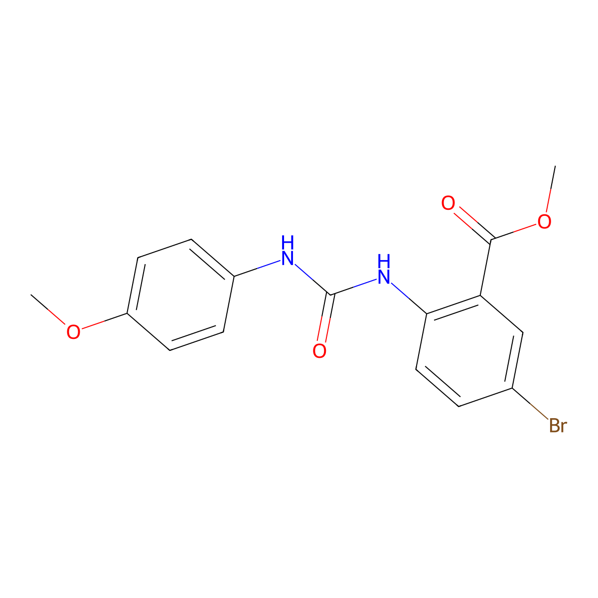 Methyl 5-bromo-2-{[(4-methoxyanilino)carbonyl]amino}benzoate molecular structure, CAS 371134-26-8