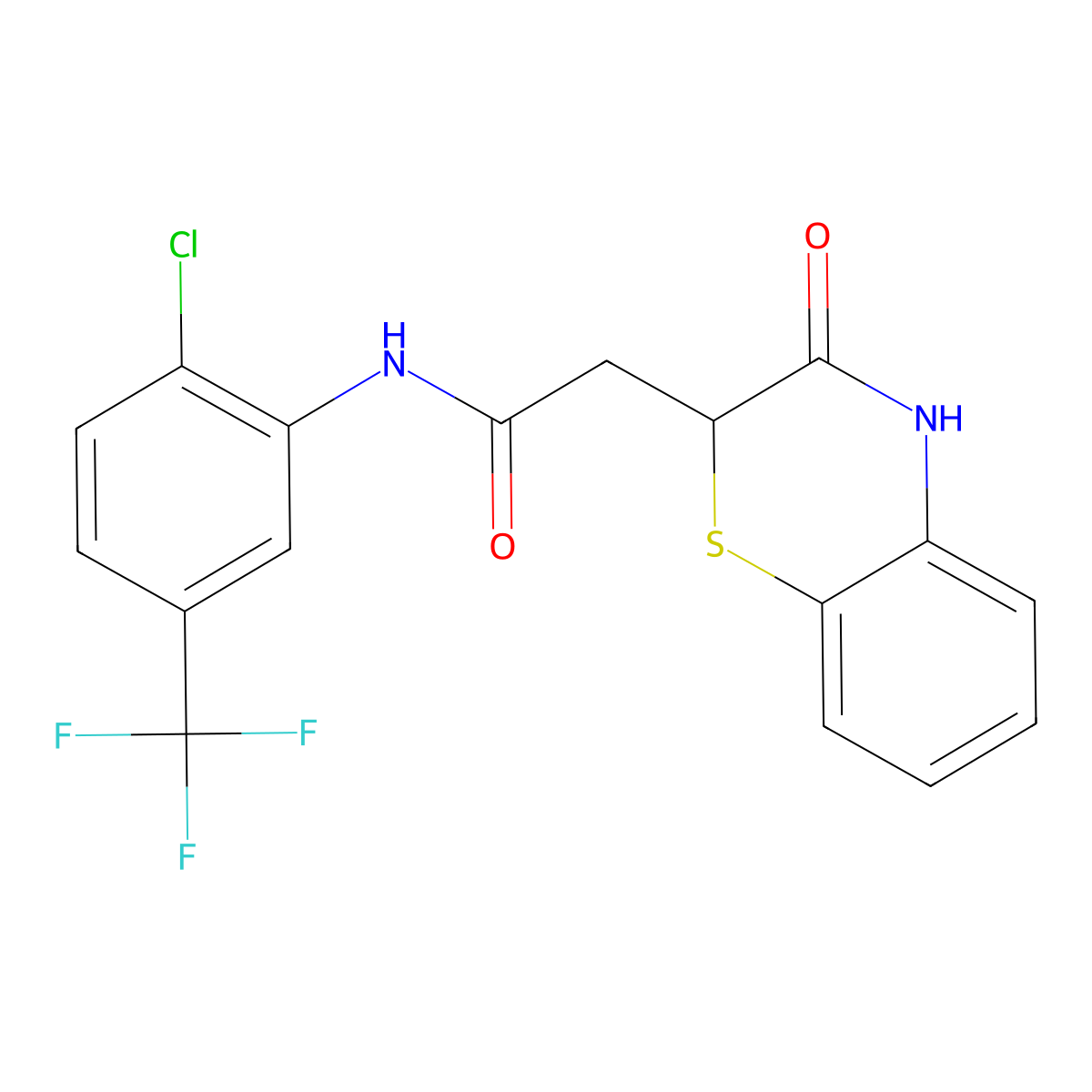 N-[2-chloro-5-(trifluoromethyl)phenyl]-2-(3-oxo-3,4-dihydro-2H-1,4-benzothiazin-2-yl)acetamide molecular structure, CAS 371135-13-6