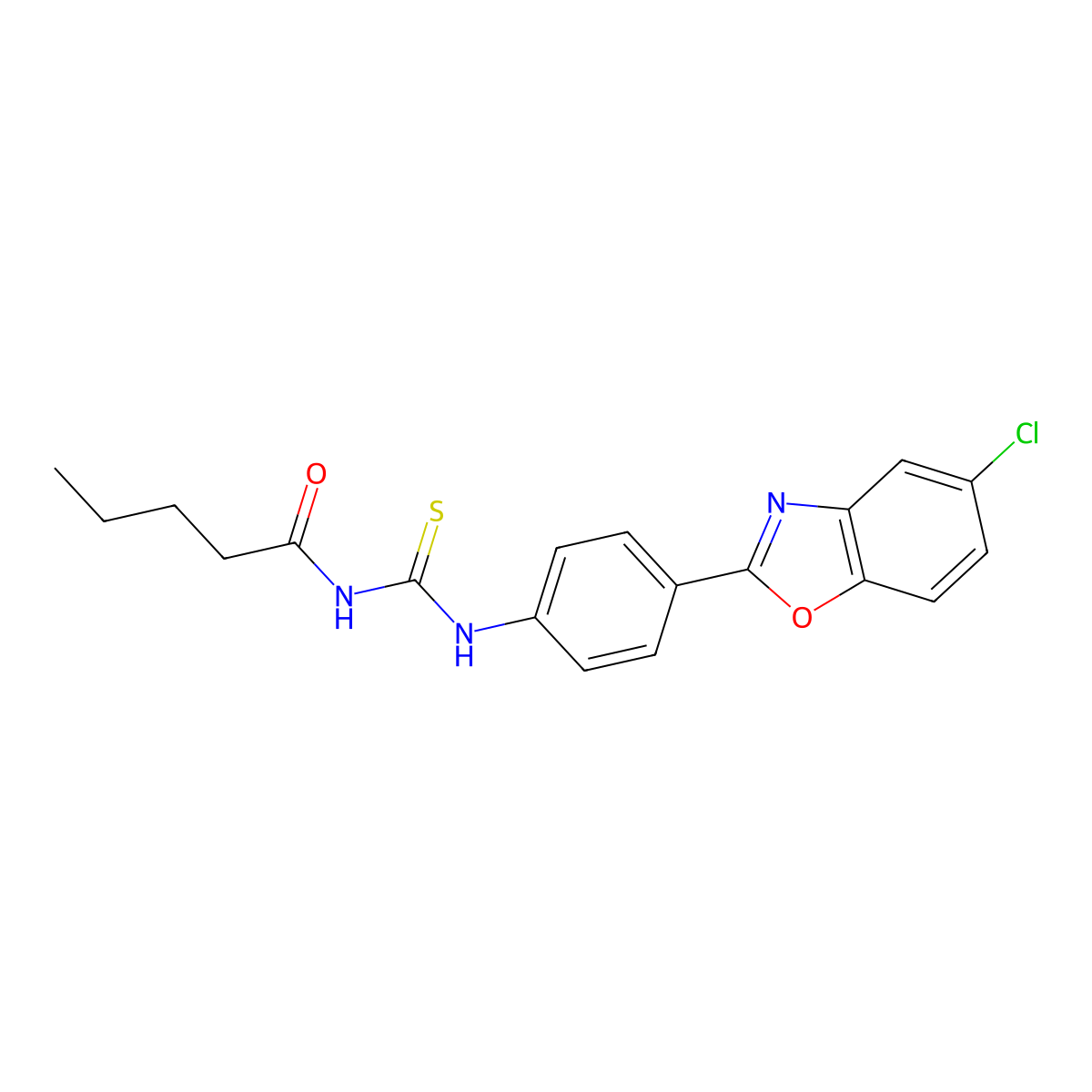 N-[[4-(5-chloro-1,3-benzoxazol-2-yl)phenyl]carbamothioyl]pentanamide molecular structure, CAS 371135-22-7