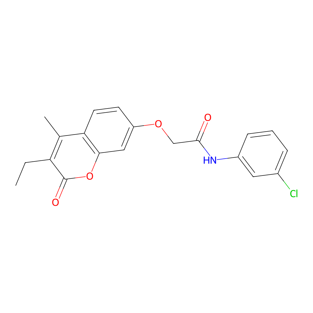 N-(3-chlorophenyl)-2-(3-ethyl-4-methyl-2-oxochromen-7-yl)oxyacetamide molecular structure, CAS 371135-31-8