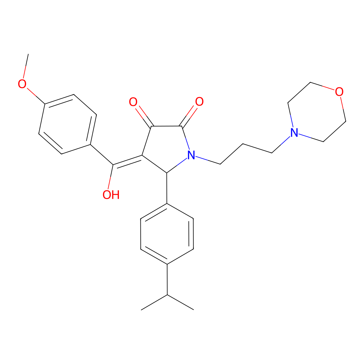 4-[Hydroxy-(4-methoxyphenyl)methylidene]-1-(3-morpholin-4-ylpropyl)-5-(4-propan-2-ylphenyl)pyrrolidine-2,3-dione molecular structure, CAS 371135-48-7