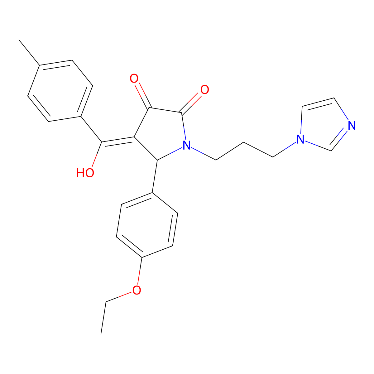 5-(4-ethoxyphenyl)-3-hydroxy-1-[3-(1H-imidazol-1-yl)propyl]-4-(4-methylbenzoyl)-2,5-dihydro-1H-pyrrol-2-one molecular structure, CAS 371135-82-9