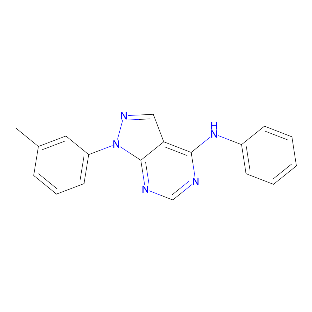 N-phenyl-1-(m-tolyl)-1H-pyrazolo[3,4-d]pyrimidin-4-amine molecular structure, CAS 371135-95-4