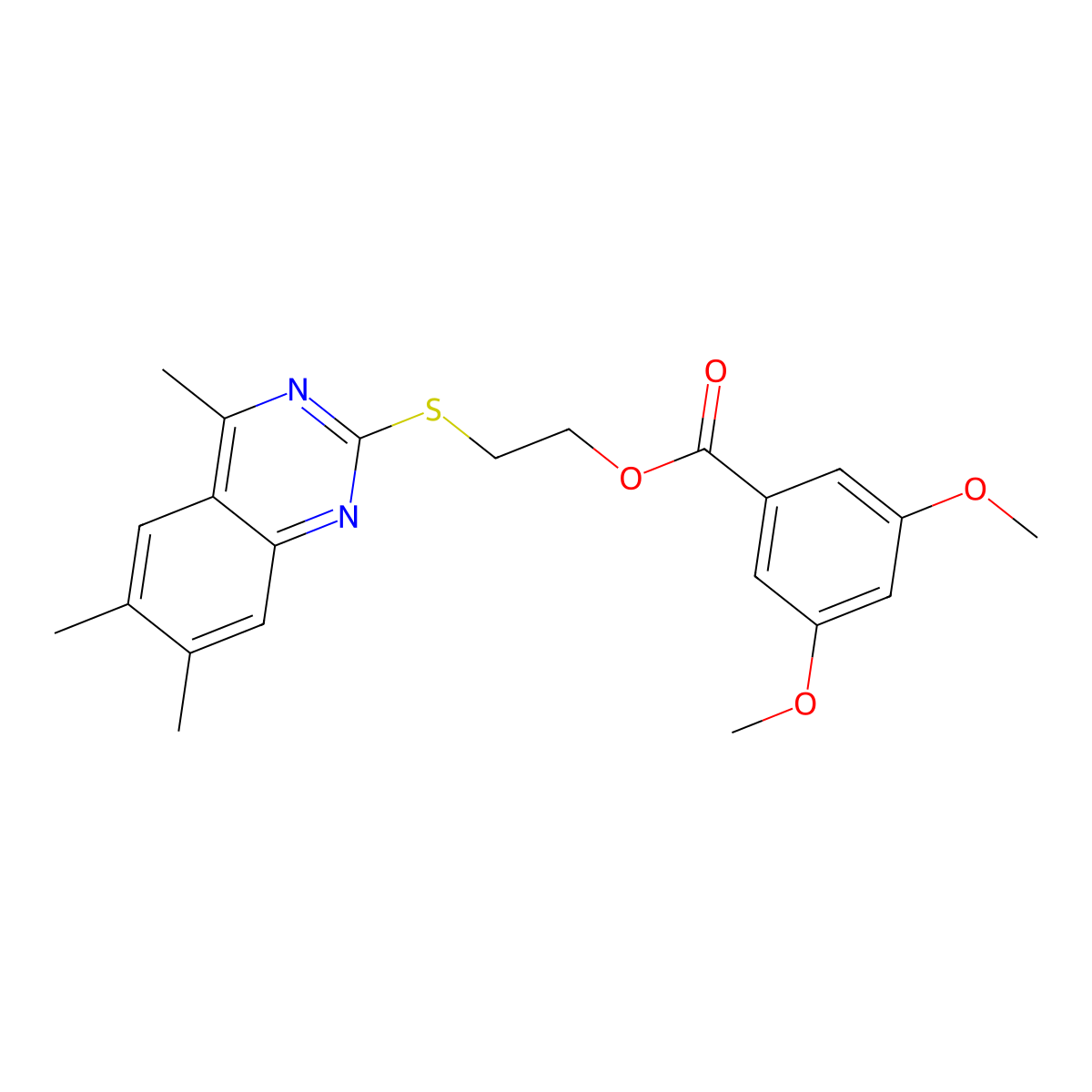 2-[(4,6,7-Trimethyl-2-quinazolinyl)sulfanyl]ethyl 3,5-dimethoxybenzoate molecular structure, CAS 371136-16-2