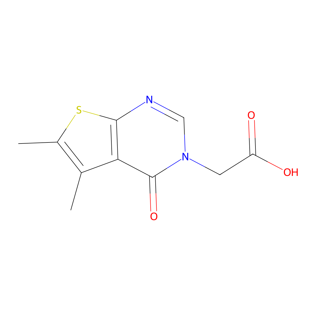 (5,6-dimethyl-4-oxothieno[2,3-d]pyrimidin-3(4H)-yl)acetic acid molecular structure, CAS 371136-36-6