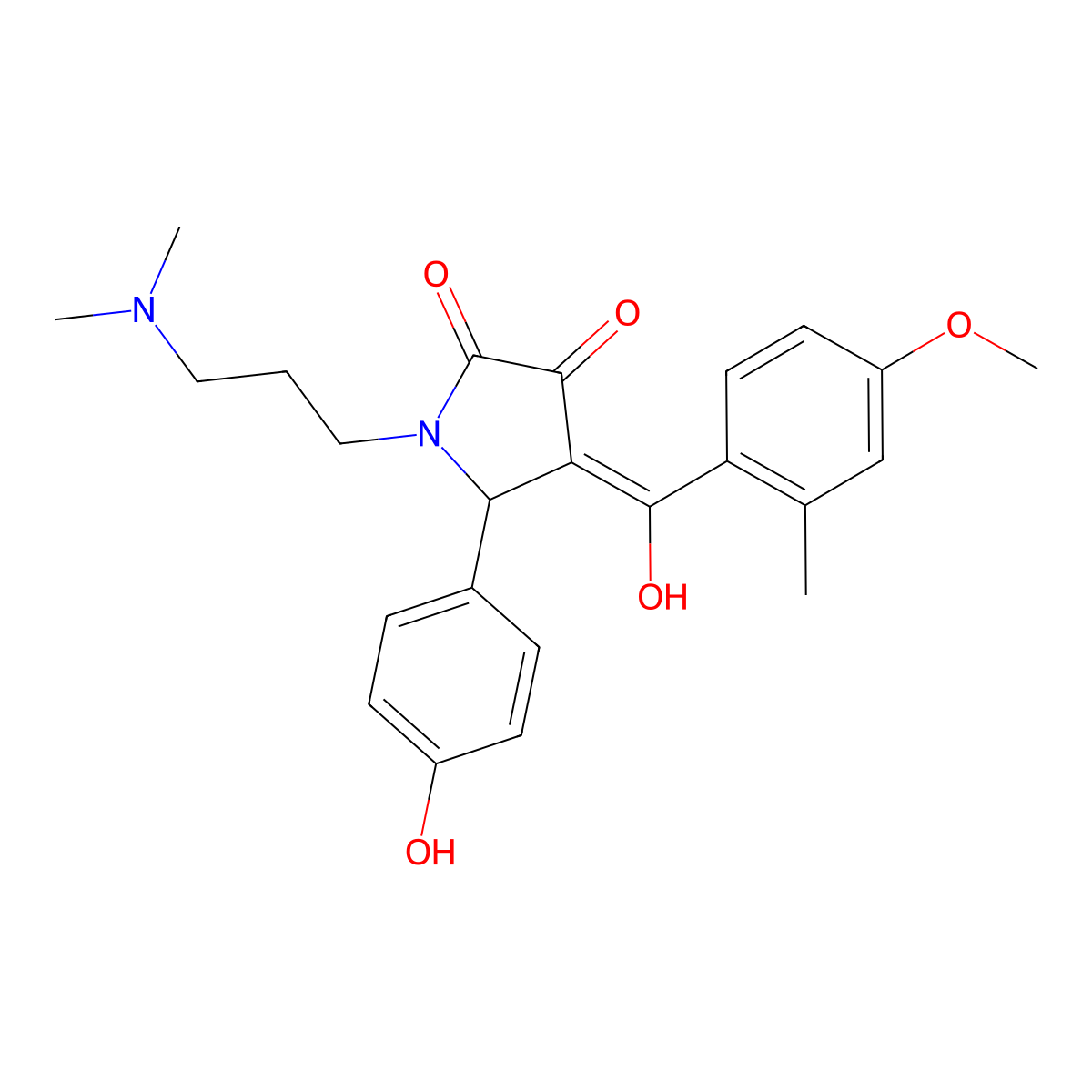 1-[3-(dimethylamino)propyl]-3-hydroxy-5-(4-hydroxyphenyl)-4-(4-methoxy-2-methylbenzoyl)-2,5-dihydro-1H-pyrrol-2-one molecular structure, CAS 371136-87-7