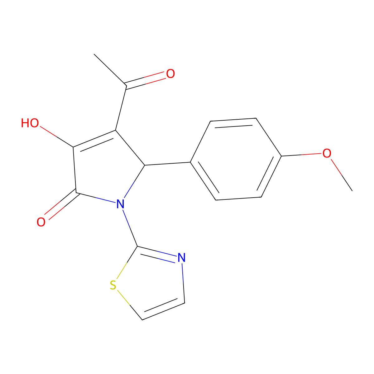 3-acetyl-4-hydroxy-2-(4-methoxyphenyl)-1-(1,3-thiazol-2-yl)-2H-pyrrol-5-one molecular structure, CAS 371136-95-7