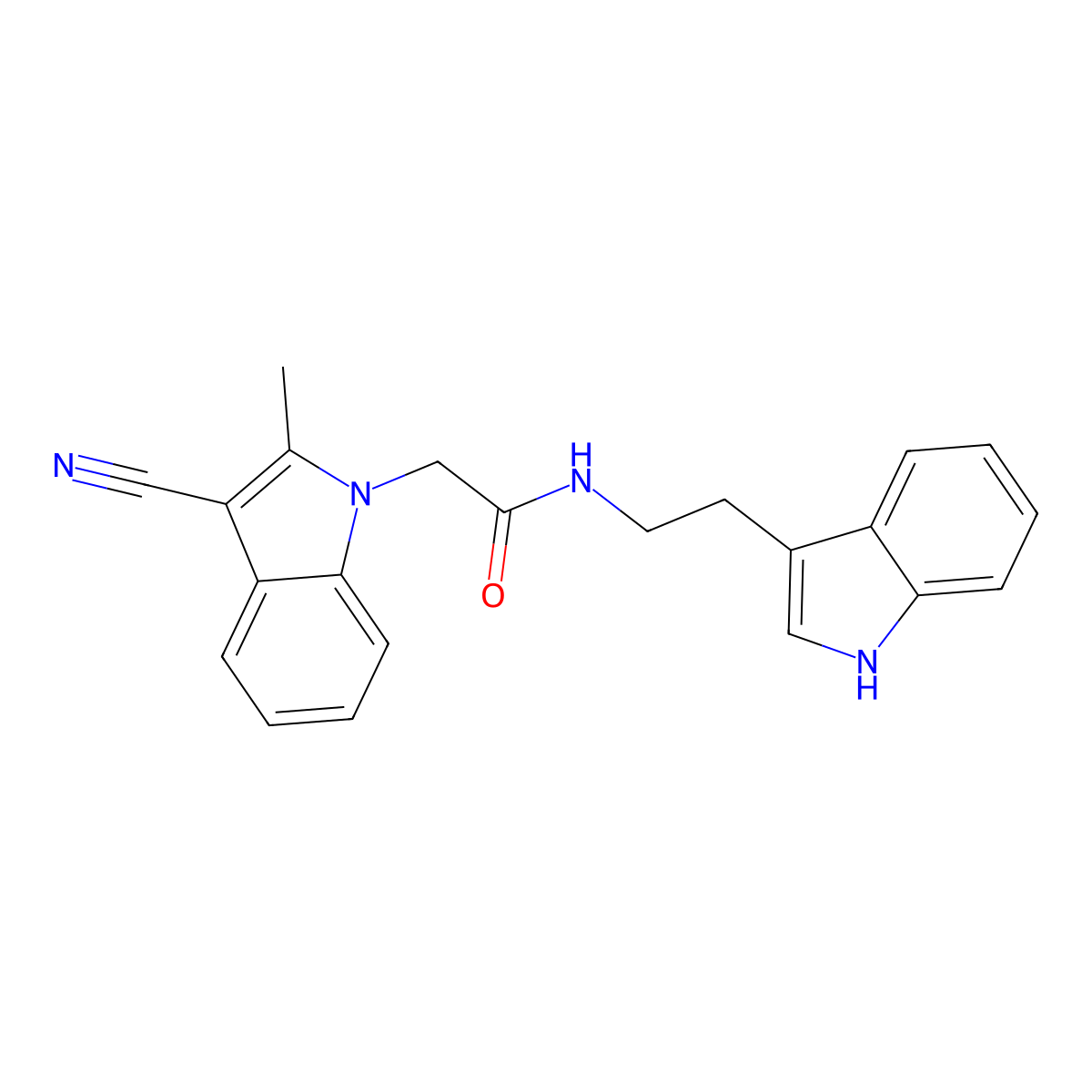 2-(3-cyano-2-methylindol-1-yl)-N-[2-(1H-indol-3-yl)ethyl]acetamide molecular structure, CAS 371136-96-8