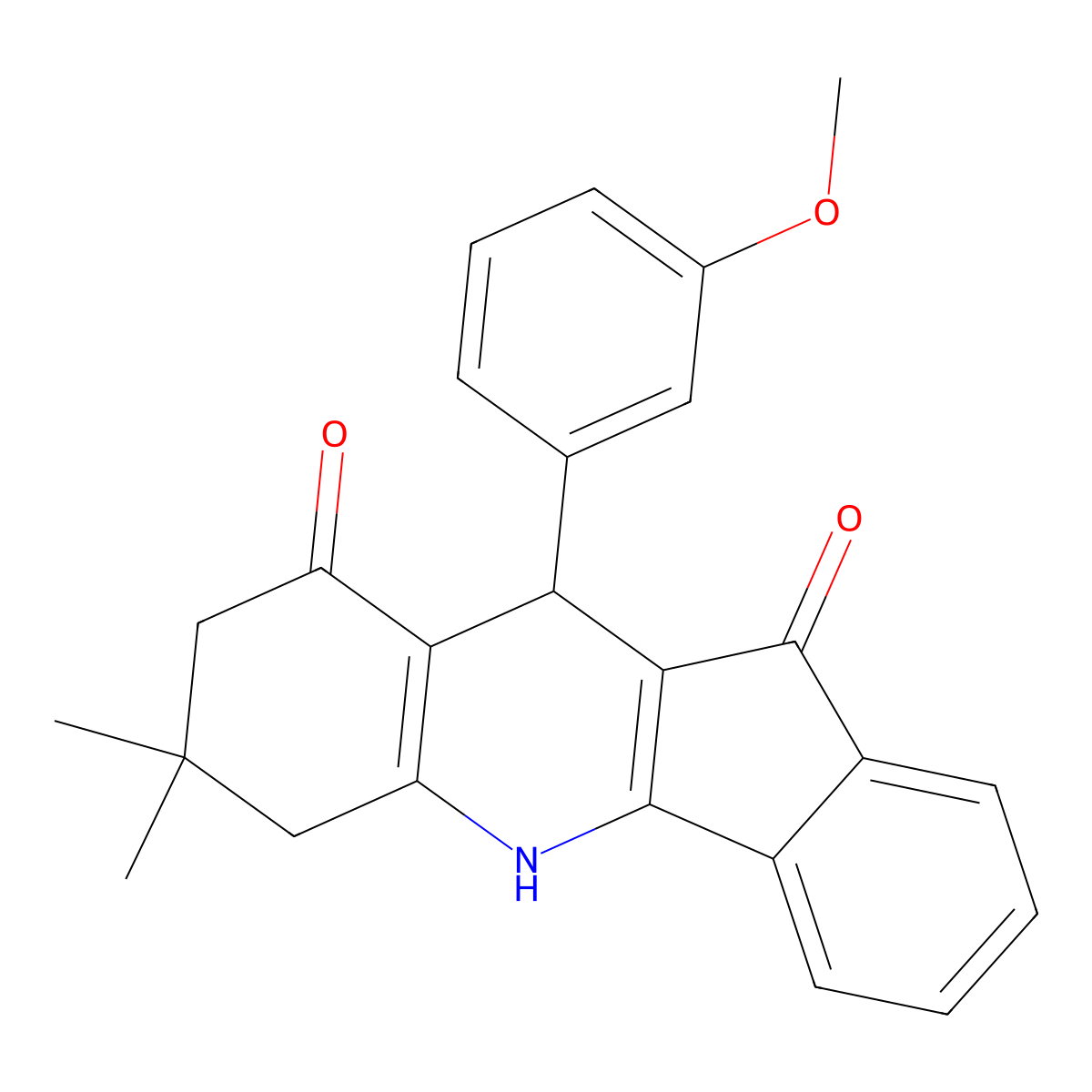 10-(3-methoxyphenyl)-7,7-dimethyl-6,7,8,10-tetrahydro-5H-indeno[1,2-b]quinoline-9,11-dione molecular structure, CAS 371137-16-5