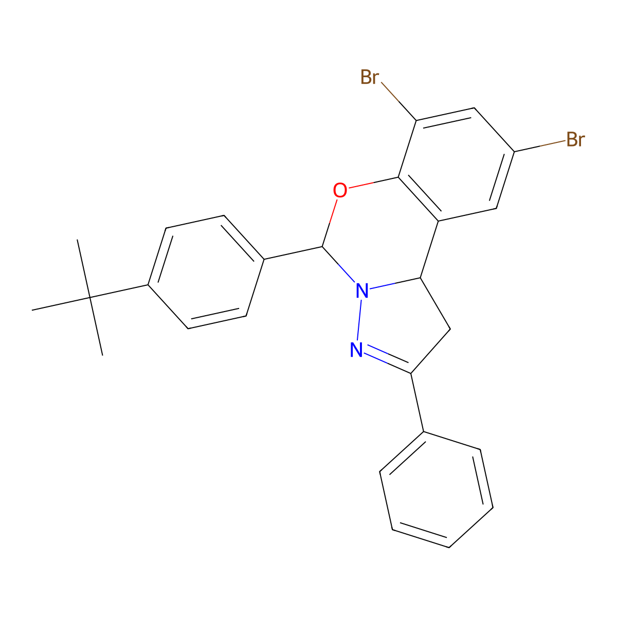 7,9-Dibromo-5-(4-tert-butylphenyl)-2-phenyl-1,10b-dihydropyrazolo[1,5-c][1,3]benzoxazine molecular structure, CAS 371137-33-6