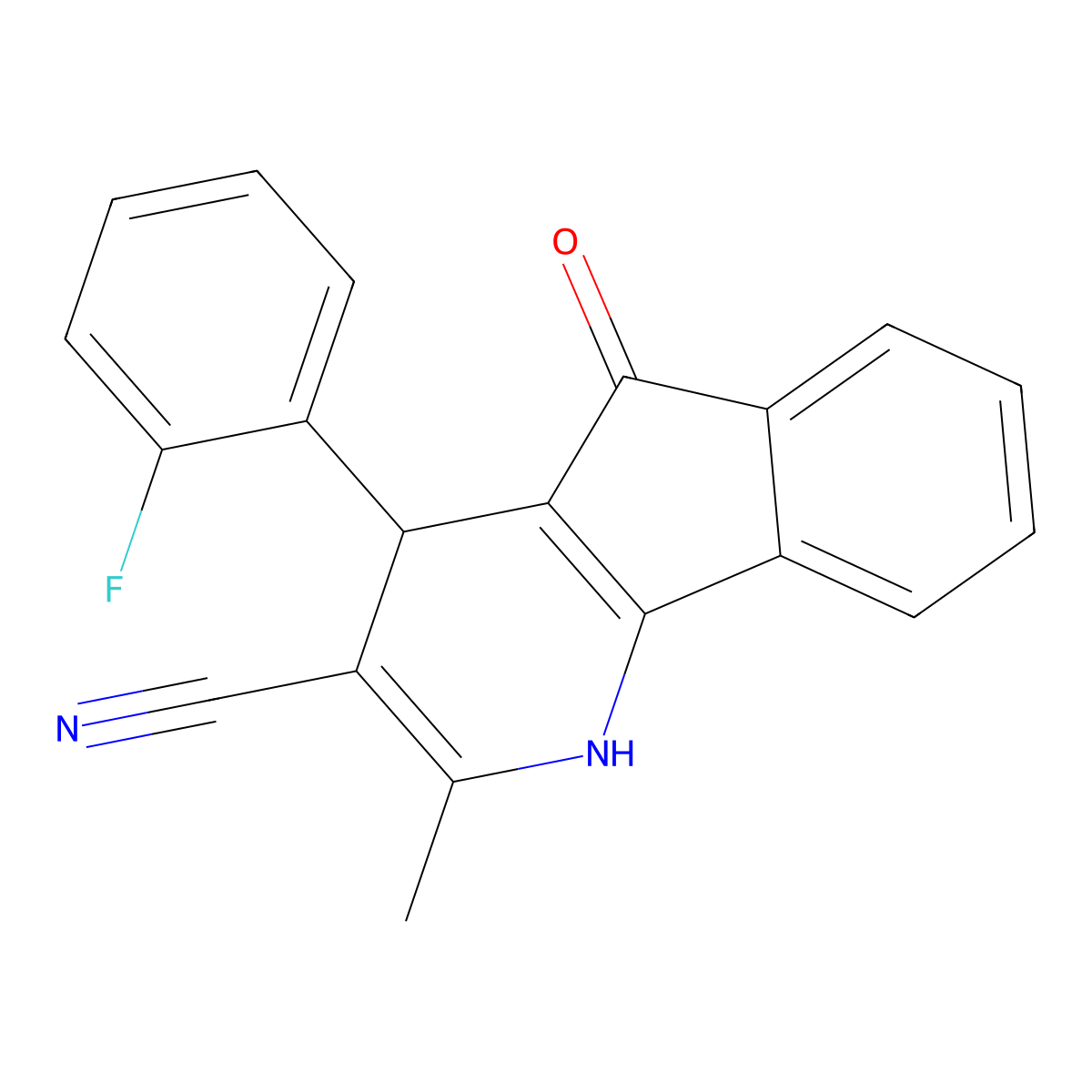 4-(2-fluorophenyl)-2-methyl-5-oxo-4,5-dihydro-1H-indeno[1,2-b]pyridine-3-carbonitrile molecular structure, CAS 371137-43-8