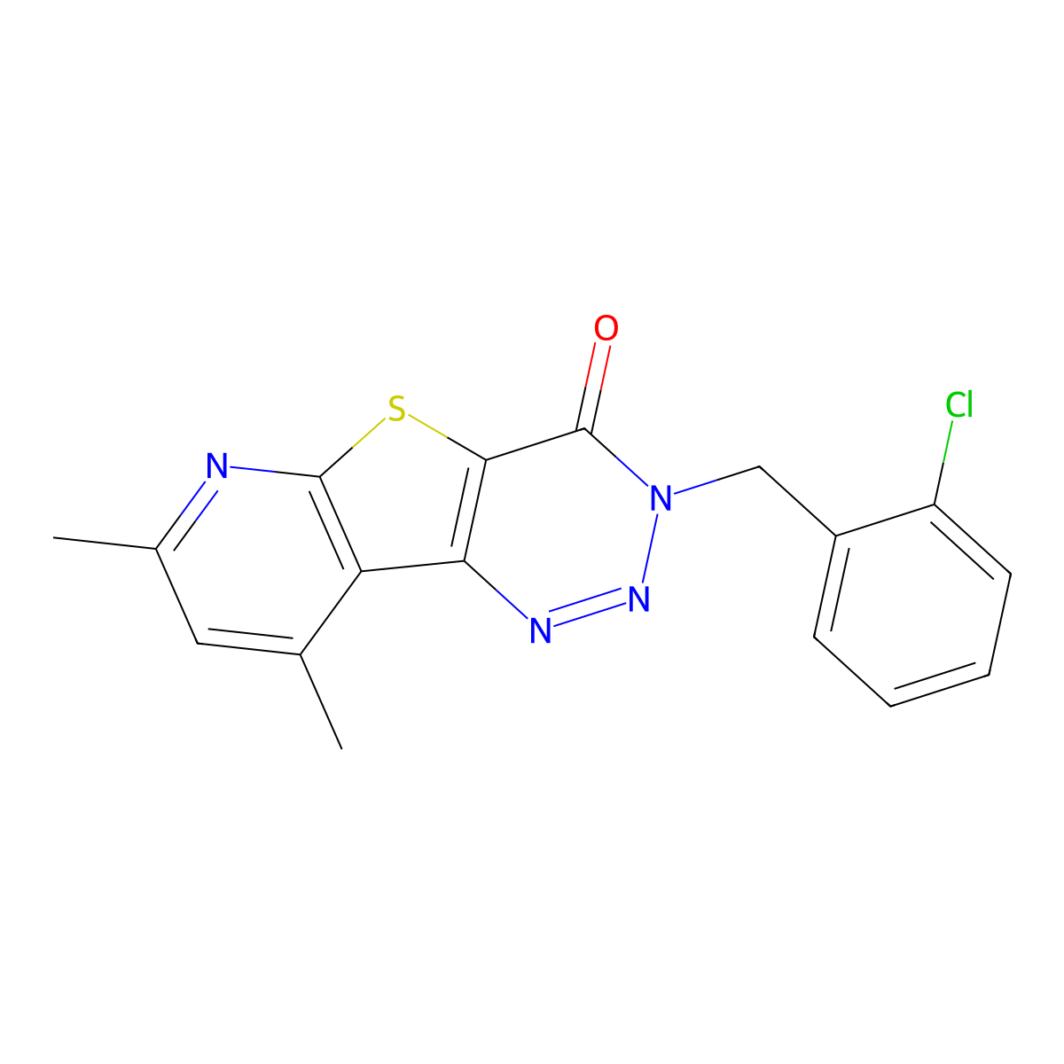 3-(2-chlorobenzyl)-7,9-dimethylpyrido[3',2':4,5]thieno[3,2-d][1,2,3]triazin-4(3H)-one molecular structure, CAS 371137-61-0
