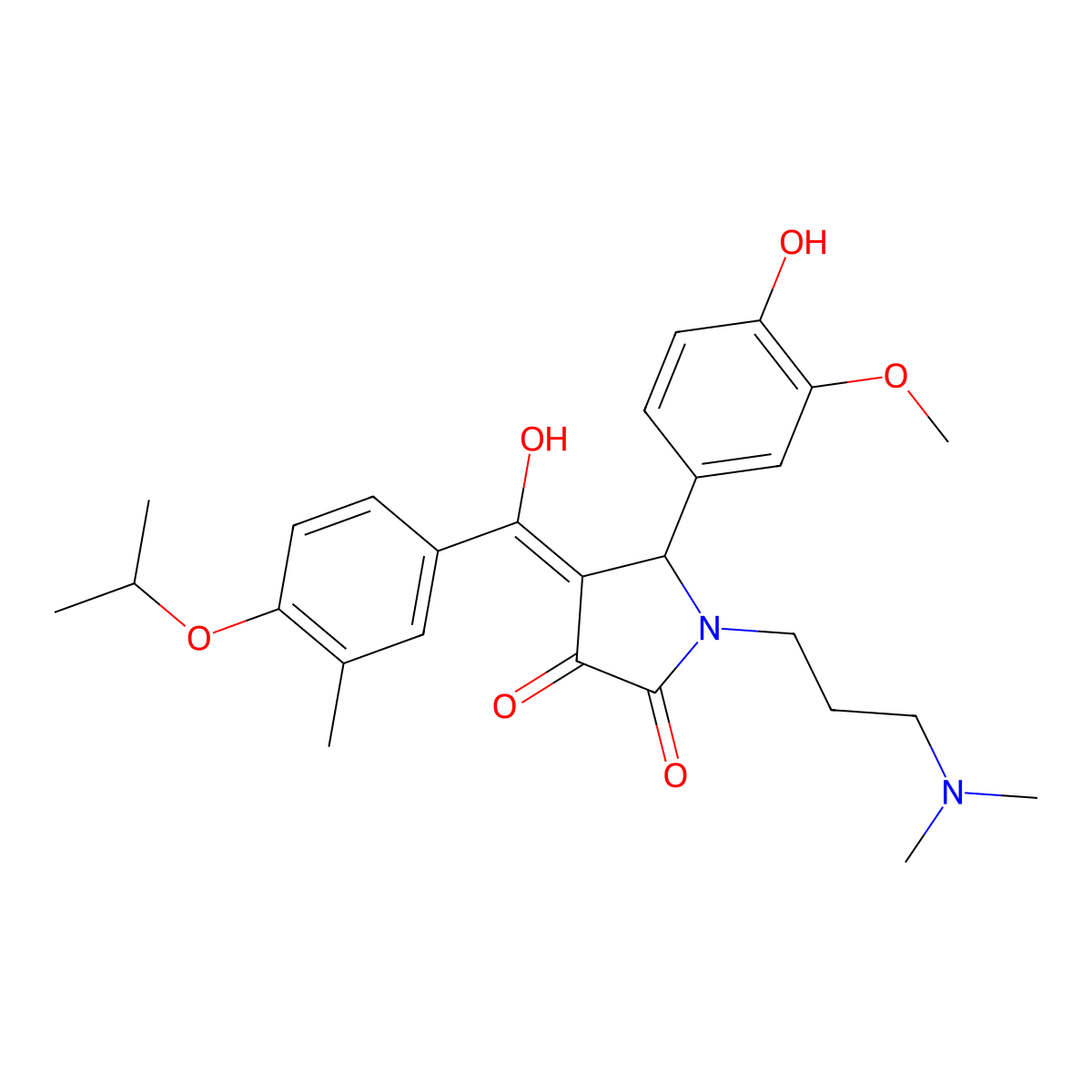 1-[3-(dimethylamino)propyl]-3-hydroxy-5-(4-hydroxy-3-methoxyphenyl)-4-[3-methyl-4-(propan-2-yloxy)benzoyl]-2,5-dihydro-1H-pyrrol-2-one molecular structure, CAS 371137-75-6