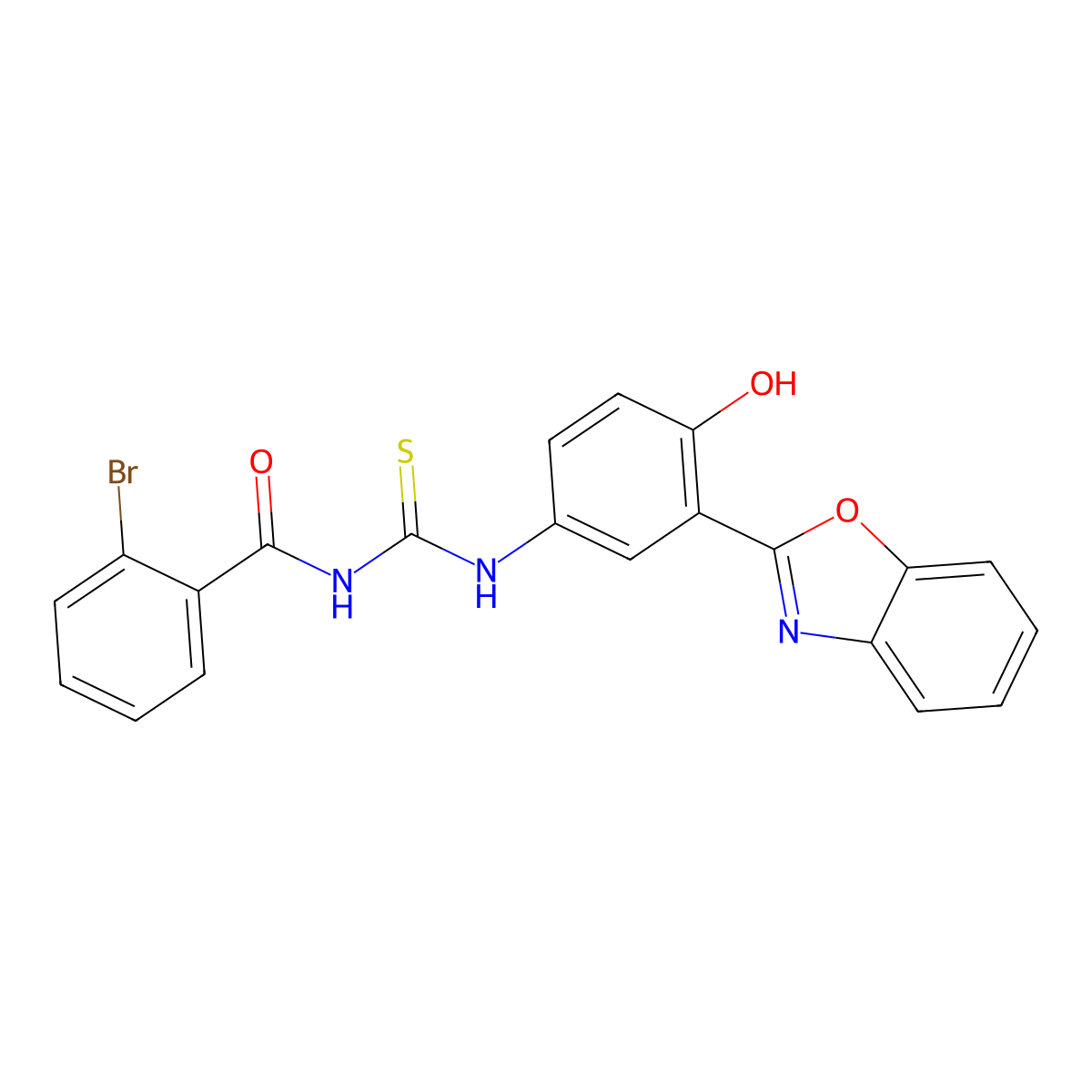 N-((3-(benzo[d]oxazol-2-yl)-4-hydroxyphenyl)carbamothioyl)-2-bromobenzamide molecular structure, CAS 371138-02-2