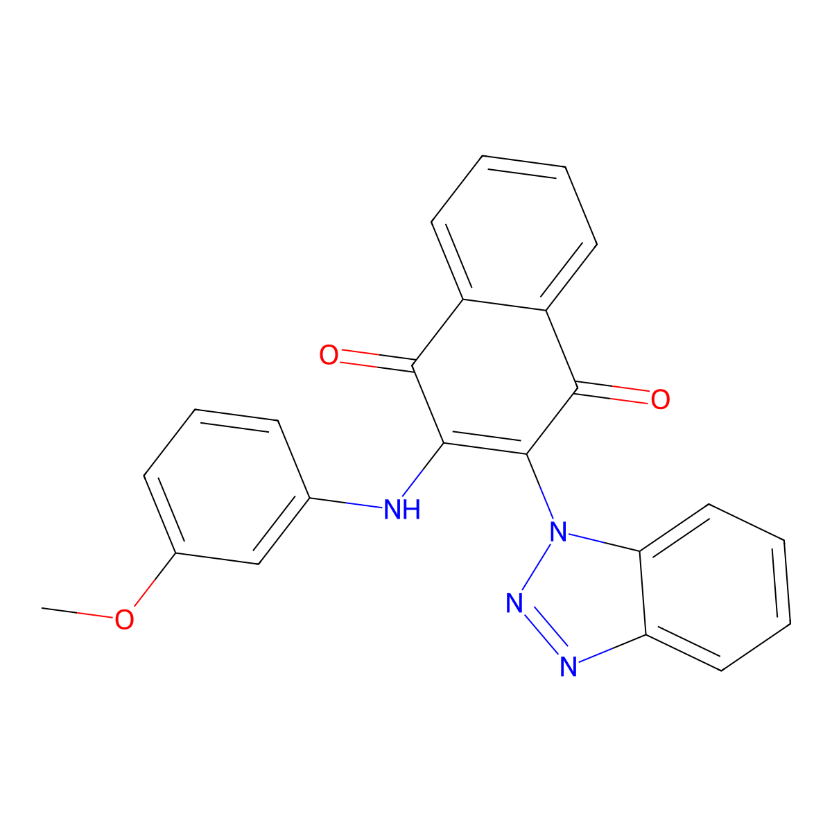 2-(1H-benzo[d][1,2,3]triazol-1-yl)-3-((3-methoxyphenyl)amino)naphthalene-1,4-dione molecular structure, CAS 371138-12-4