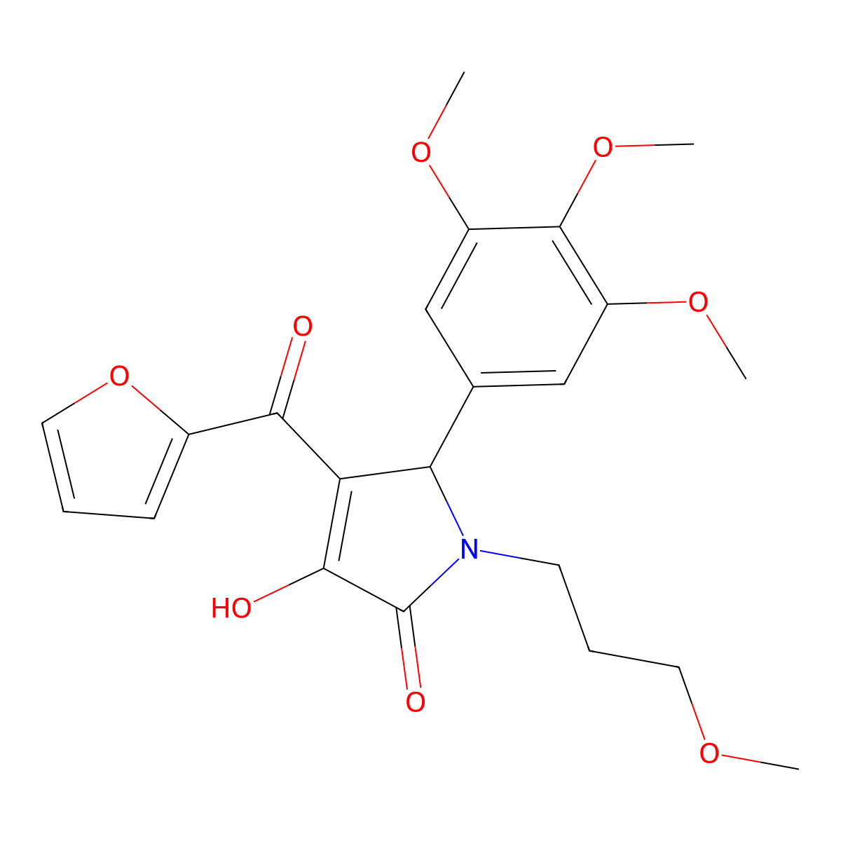 (4E)-4-[furan-2-yl(hydroxy)methylidene]-1-(3-methoxypropyl)-5-(3,4,5-trimethoxyphenyl)pyrrolidine-2,3-dione molecular structure, CAS 371138-93-1