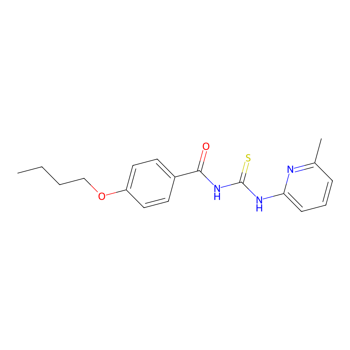 4-butoxy-N-[(6-methylpyridin-2-yl)carbamothioyl]benzamide molecular structure, CAS 371139-11-6