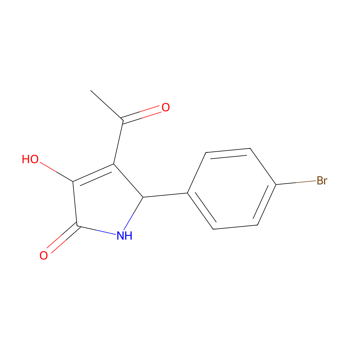 3-Acetyl-2-(4-bromophenyl)-4-hydroxy-1,2-dihydropyrrol-5-one molecular structure, CAS 371139-18-3