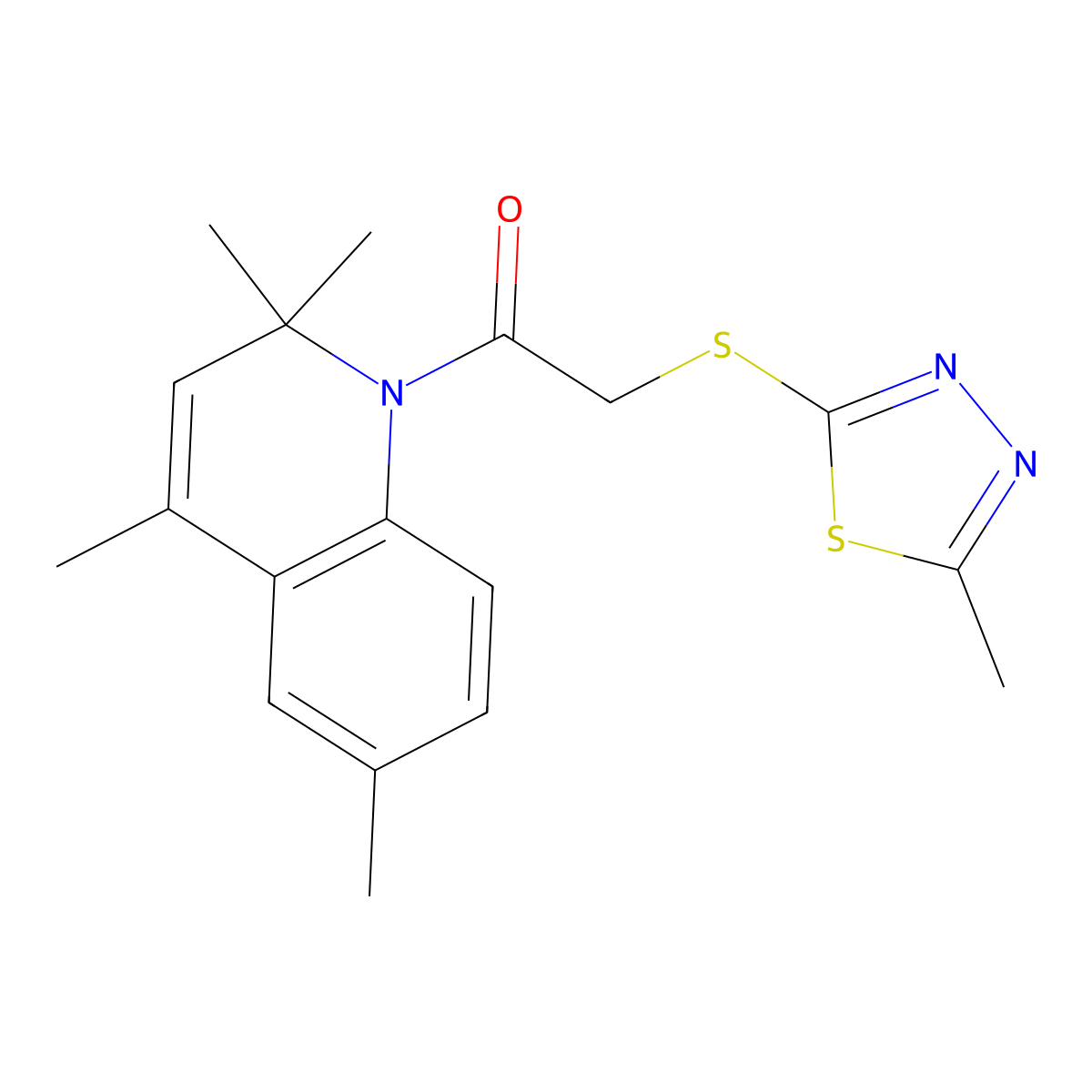 2-[(5-methyl-1,3,4-thiadiazol-2-yl)sulfanyl]-1-(2,2,4,6-tetramethylquinolin-1(2H)-yl)ethanone molecular structure, CAS 371139-34-3