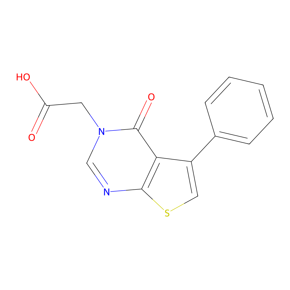 (4-Oxo-5-phenyl-4H-thieno[2,3-d]pyrimidin-3-yl)-acetic acid molecular structure, CAS 371139-35-4