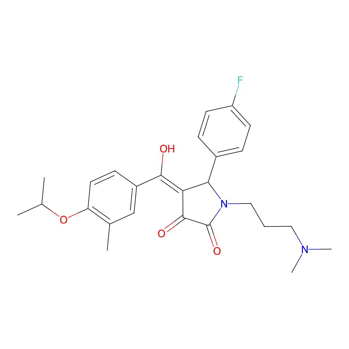 1-[3-(dimethylamino)propyl]-5-(4-fluorophenyl)-3-hydroxy-4-[3-methyl-4-(propan-2-yloxy)benzoyl]-2,5-dihydro-1H-pyrrol-2-one molecular structure, CAS 371139-37-6