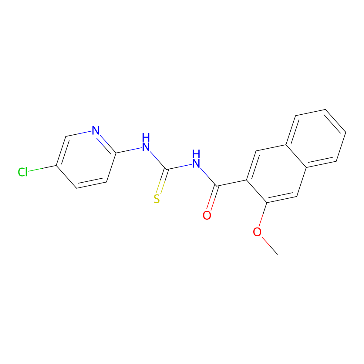 N-[(5-chloropyridin-2-yl)carbamothioyl]-3-methoxynaphthalene-2-carboxamide molecular structure, CAS 371139-54-7