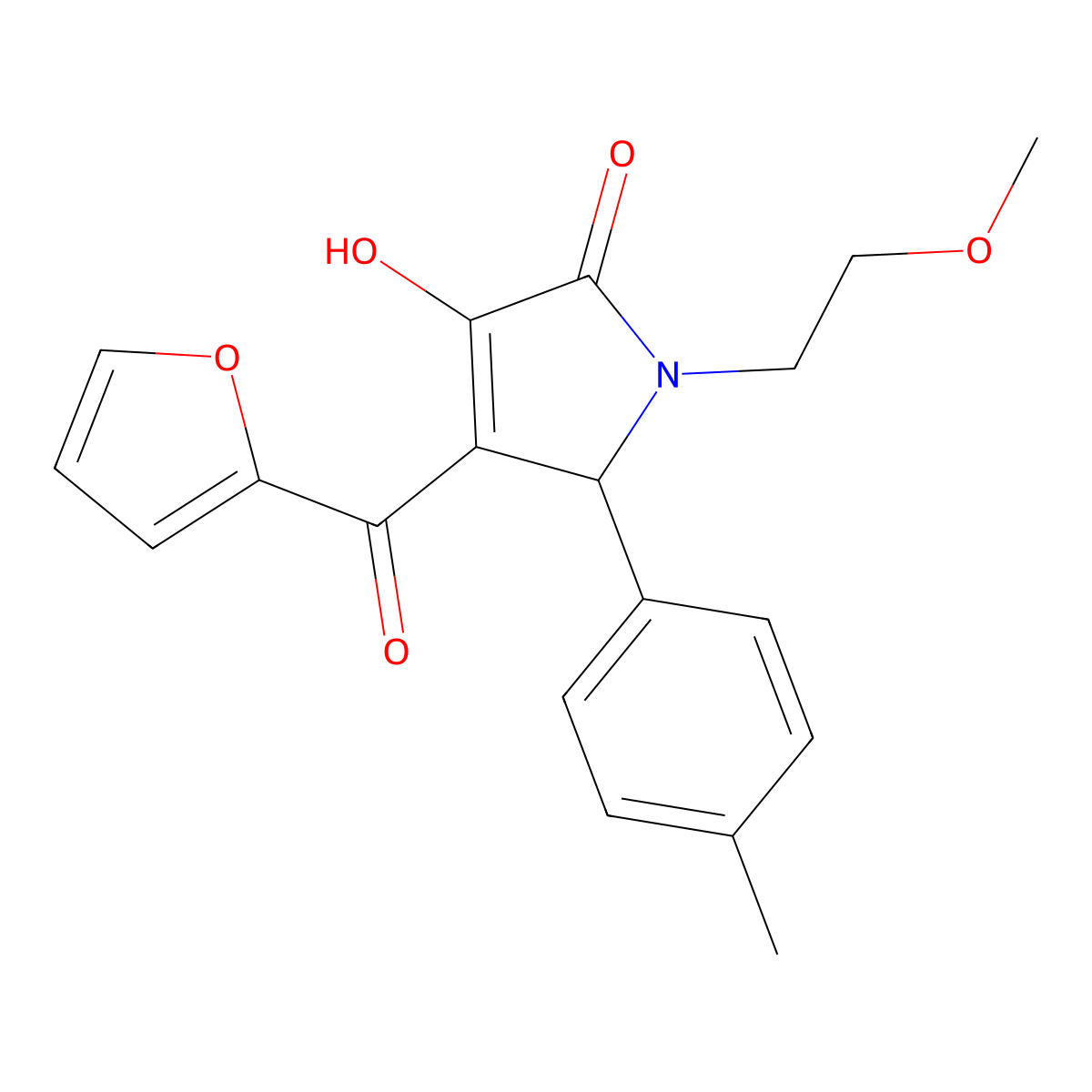 4-(2-furoyl)-3-hydroxy-1-(2-methoxyethyl)-5-(4-methylphenyl)-1,5-dihydro-2H-pyrrol-2-one molecular structure, CAS 371139-58-1