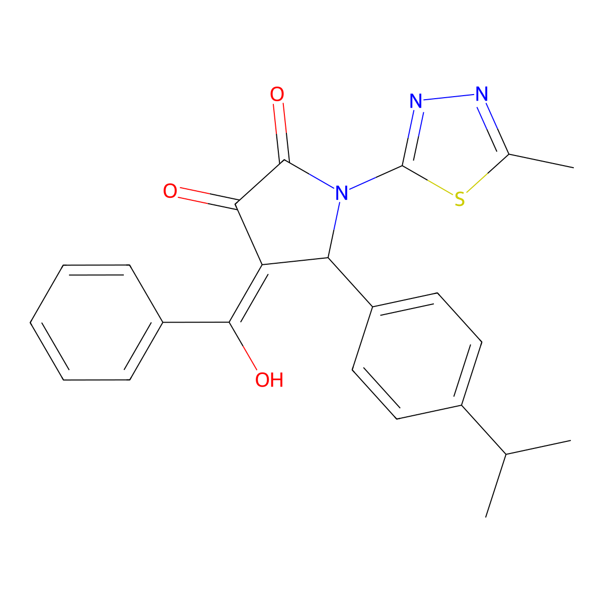 4-[Hydroxy(phenyl)methylidene]-1-(5-methyl-1,3,4-thiadiazol-2-yl)-5-(4-propan-2-ylphenyl)pyrrolidine-2,3-dione molecular structure, CAS 371139-60-5