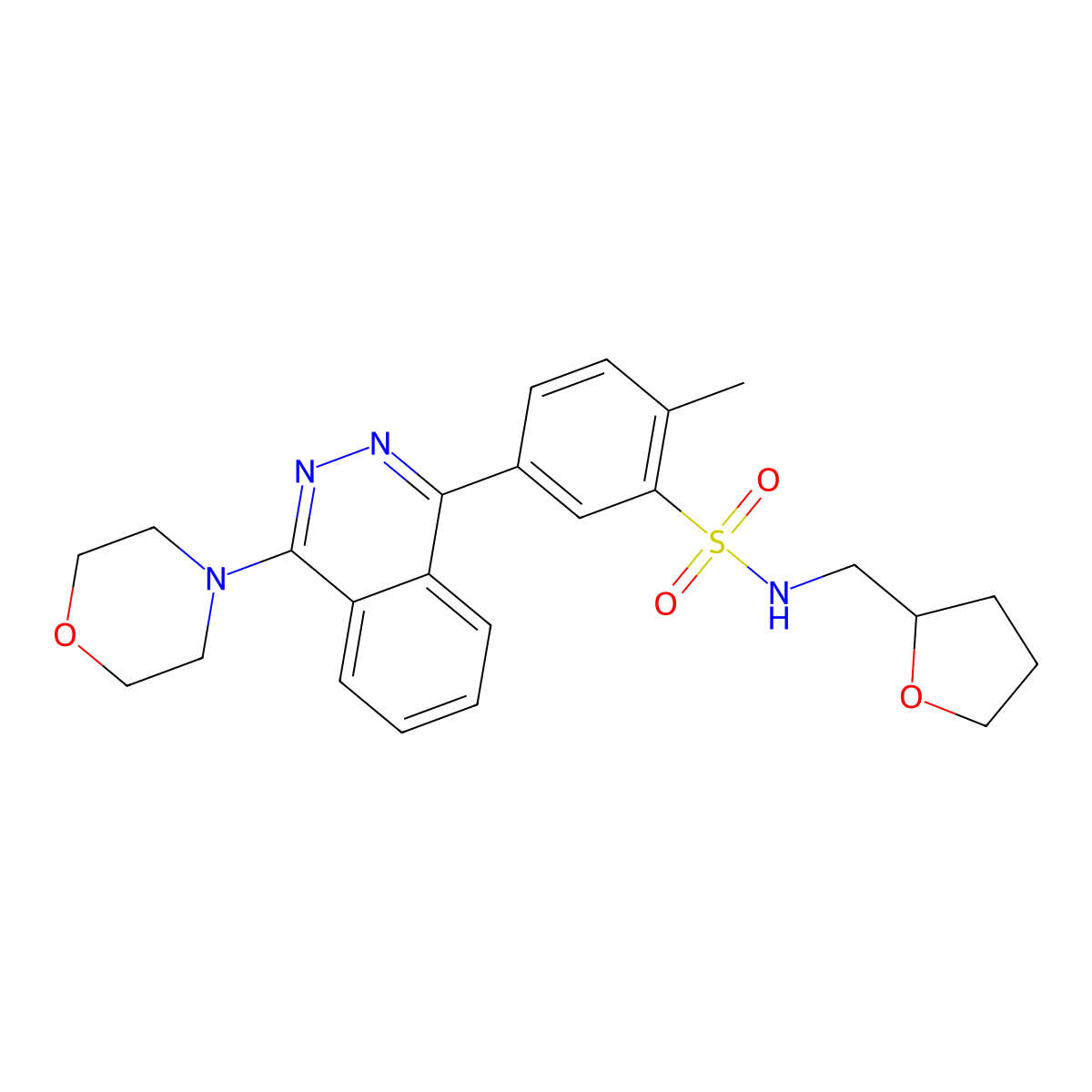 2-methyl-5-(4-morpholin-4-ylphthalazin-1-yl)-N-(oxolan-2-ylmethyl)benzenesulfonamide molecular structure, CAS 371139-63-8