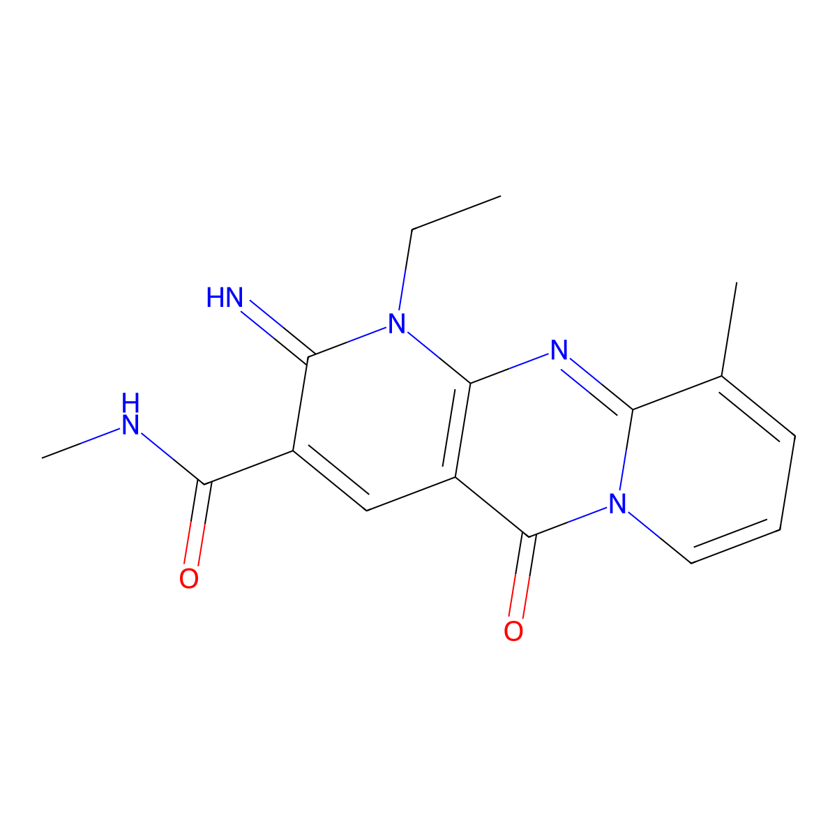 1-ethyl-2-imino-N,10-dimethyl-5-oxo-1,5-dihydro-2H-dipyrido[1,2-a:2',3'-d]pyrimidine-3-carboxamide molecular structure, CAS 371139-92-3