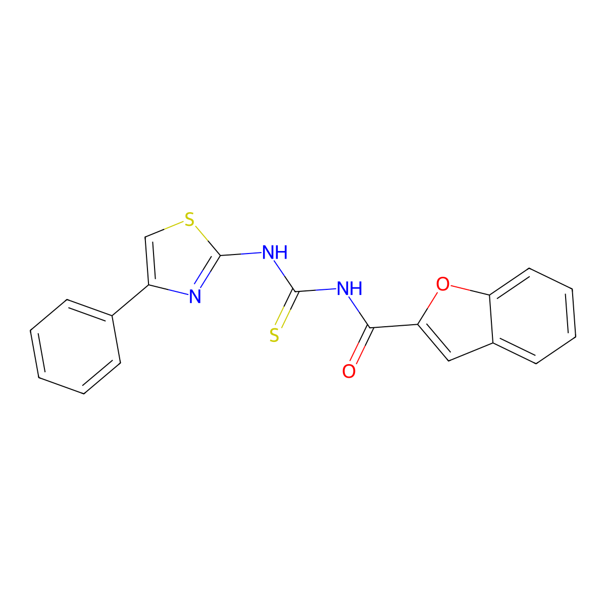 N-[(4-phenyl-1,3-thiazol-2-yl)carbamothioyl]-1-benzofuran-2-carboxamide molecular structure, CAS 371140-12-4