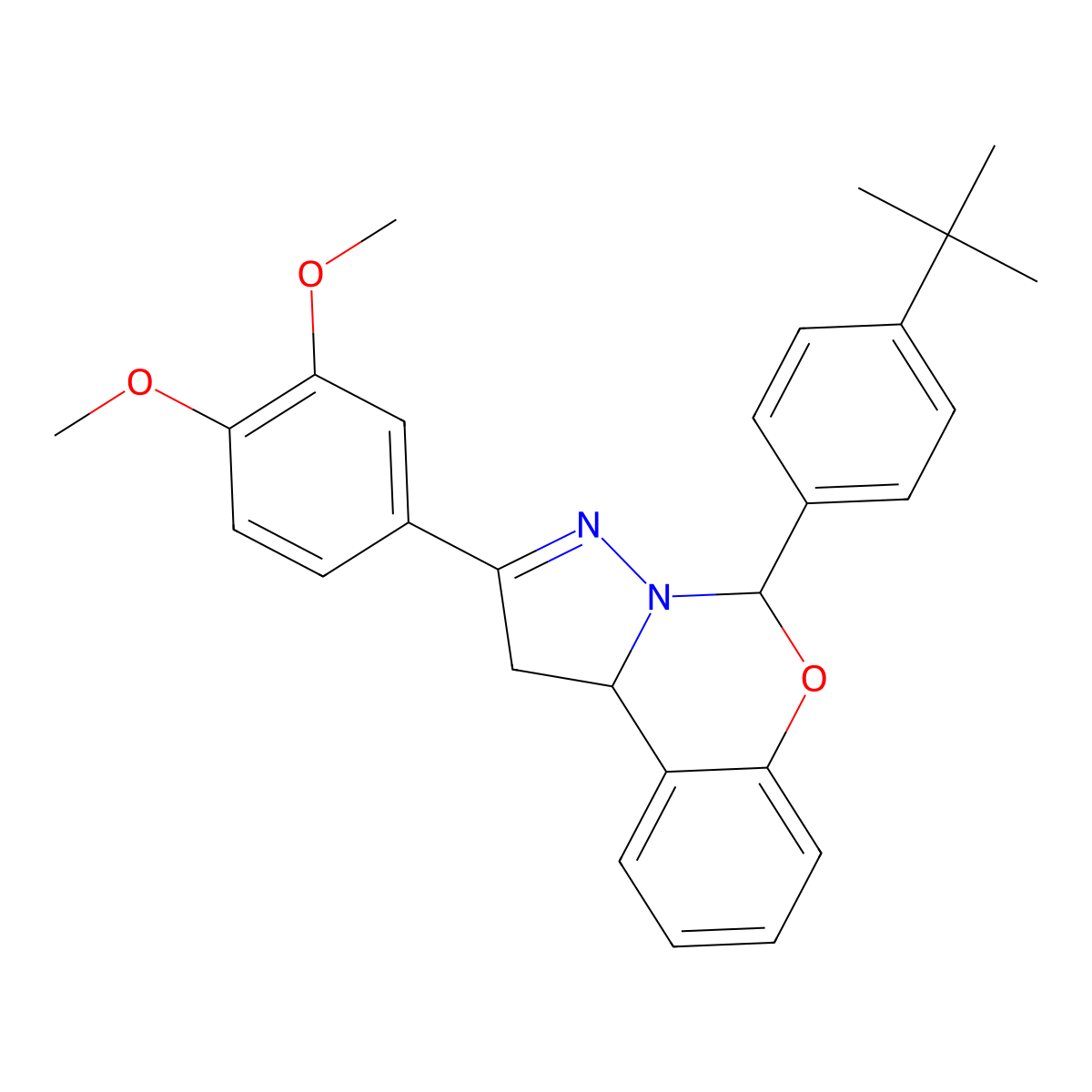 5-(4-Tert-butylphenyl)-2-(3,4-dimethoxyphenyl)-1,10b-dihydropyrazolo[1,5-c][1,3]benzoxazine molecular structure, CAS 371140-17-9