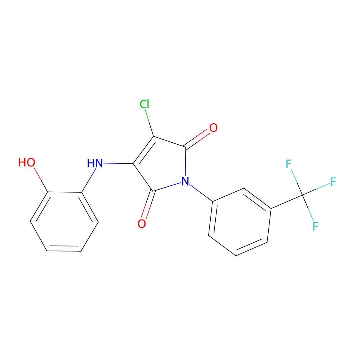 3-Chloro-4-(2-hydroxyanilino)-1-[3-(trifluoromethyl)phenyl]pyrrole-2,5-dione molecular structure, CAS 371140-29-3