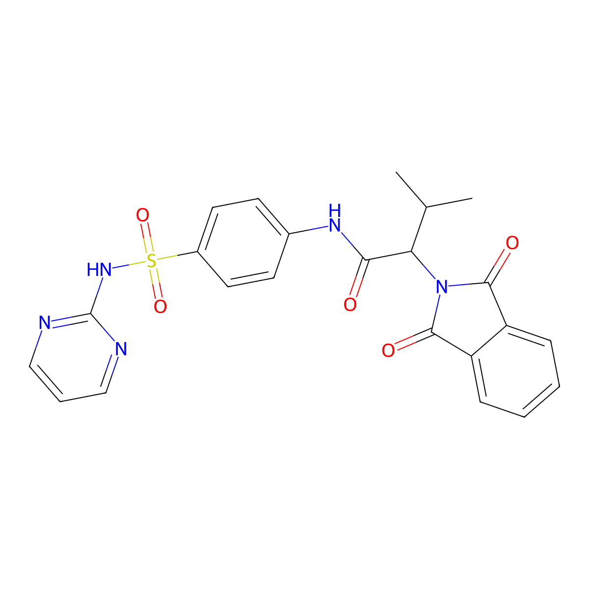 2-(1,3-dioxo-1,3-dihydro-2H-isoindol-2-yl)-3-methyl-N-[4-(pyrimidin-2-ylsulfamoyl)phenyl]butanamide molecular structure, CAS 371140-35-1