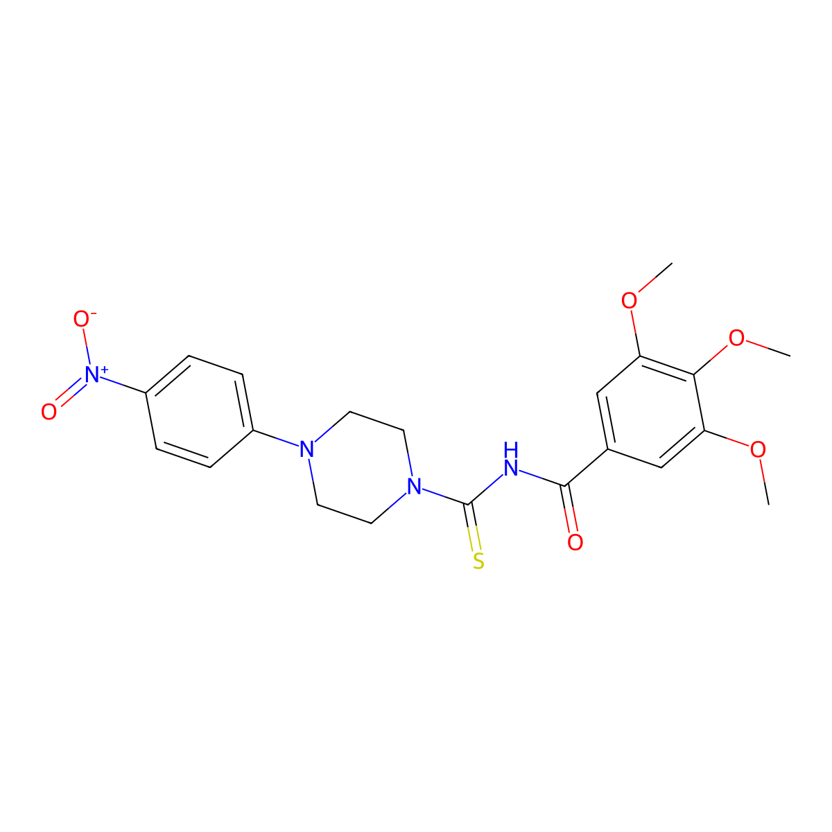 3,4,5-trimethoxy-N-[4-(4-nitrophenyl)piperazine-1-carbothioyl]benzamide molecular structure, CAS 371140-40-8