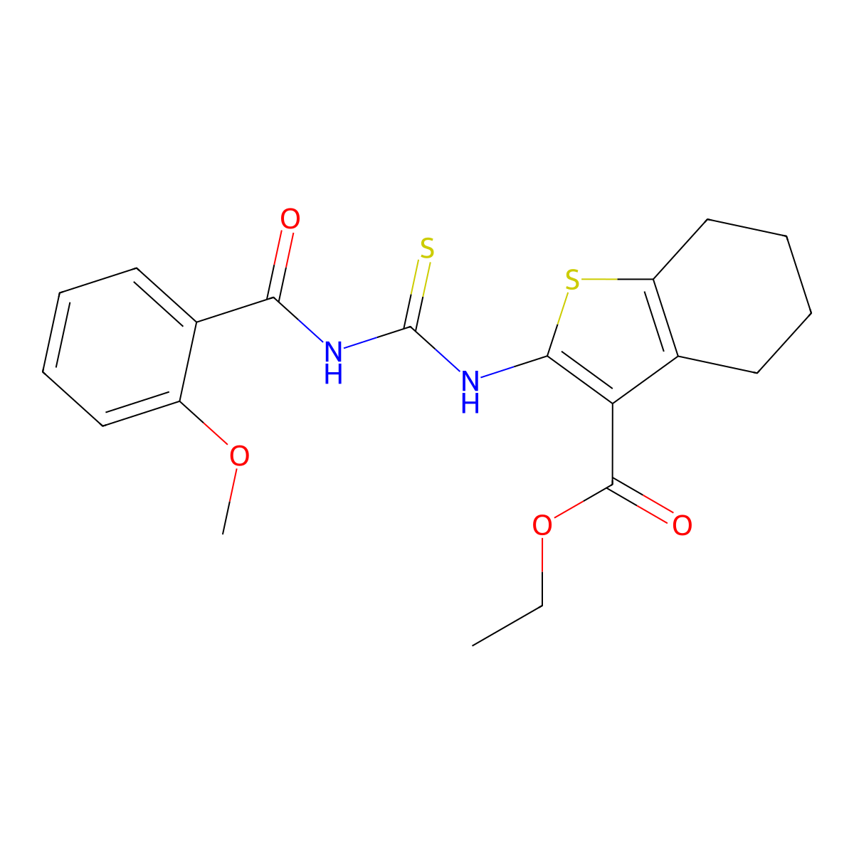 Ethyl 2-[(2-methoxybenzoyl)carbamothioylamino]-4,5,6,7-tetrahydro-1-benzothiophene-3-carboxylate molecular structure, CAS 371140-46-4