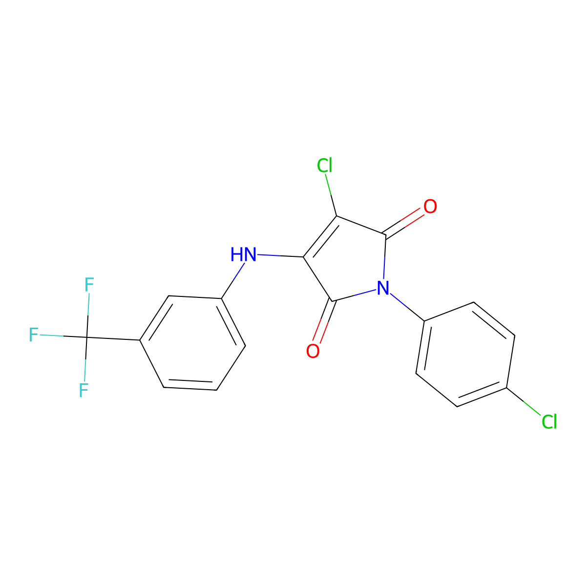 3-chloro-1-(4-chlorophenyl)-4-((3-(trifluoromethyl)phenyl)amino)-1H-pyrrole-2,5-dione molecular structure, CAS 371140-51-1