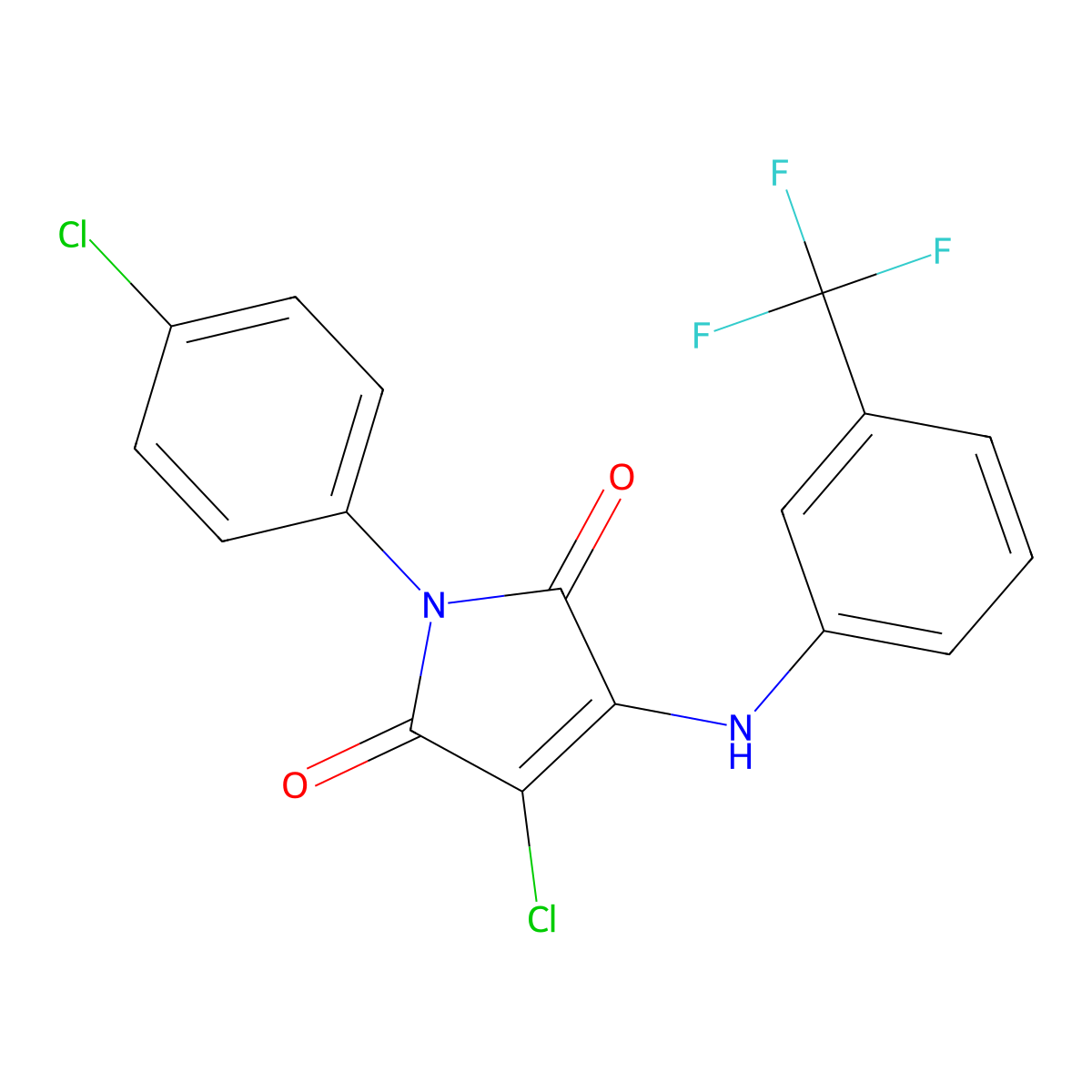 3-chloro-1-(4-chlorophenyl)-4-((3-(trifluoromethyl)phenyl)amino)-1H-pyrrole-2,5-dione molecular structure, CAS 371140-51-1