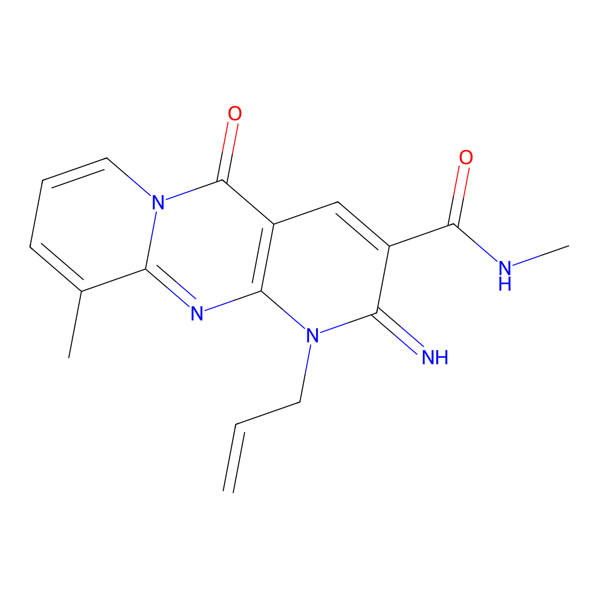 1-Allyl-2-imino-N,10-dimethyl-5-oxo-1,5-dihydro-2H-dipyrido[1,2-A:2,3-D]pyrimidine-3-carboxamide molecular structure, CAS 371140-59-9
