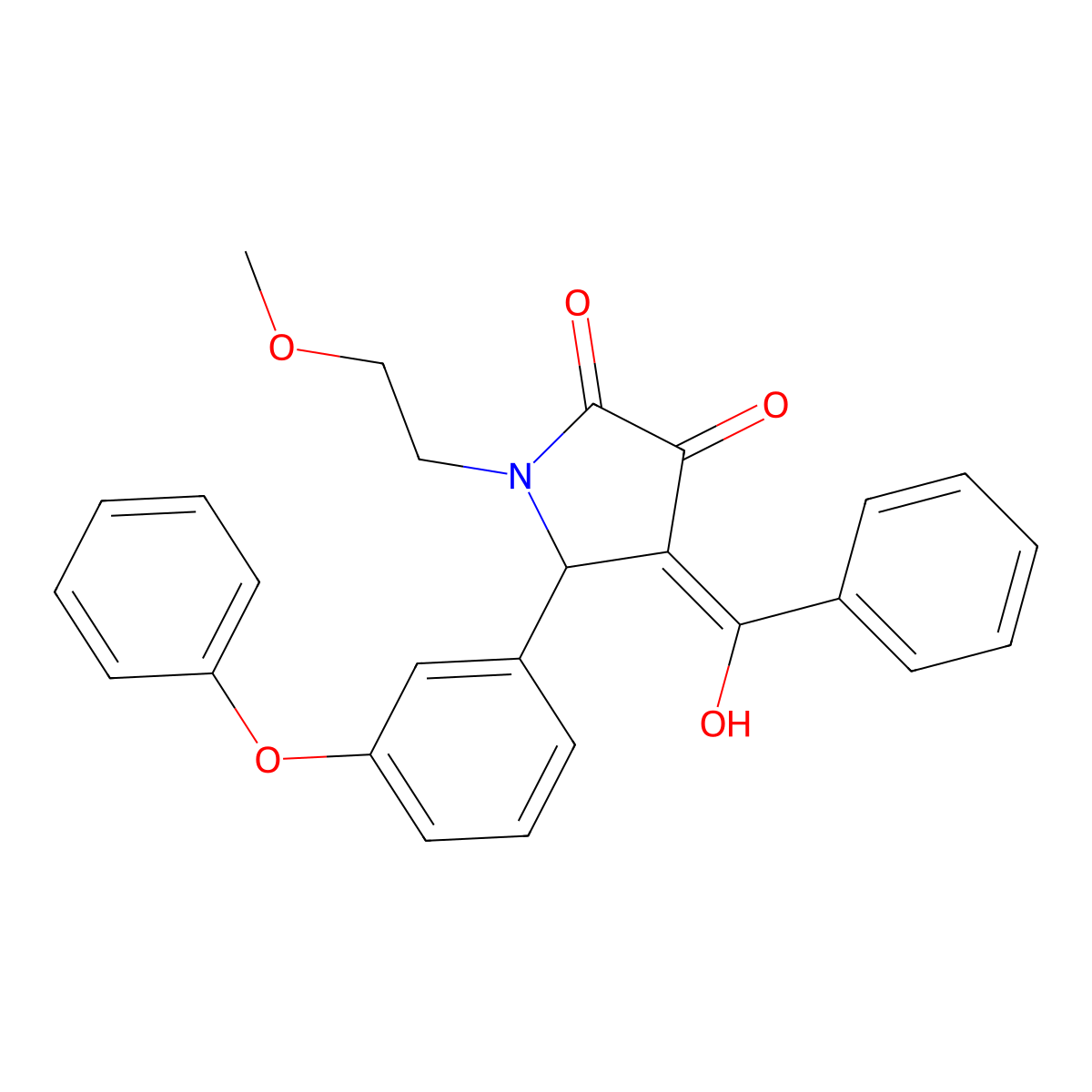 4-benzoyl-3-hydroxy-1-(2-methoxyethyl)-5-(3-phenoxyphenyl)-2,5-dihydro-1H-pyrrol-2-one molecular structure, CAS 371140-66-8
