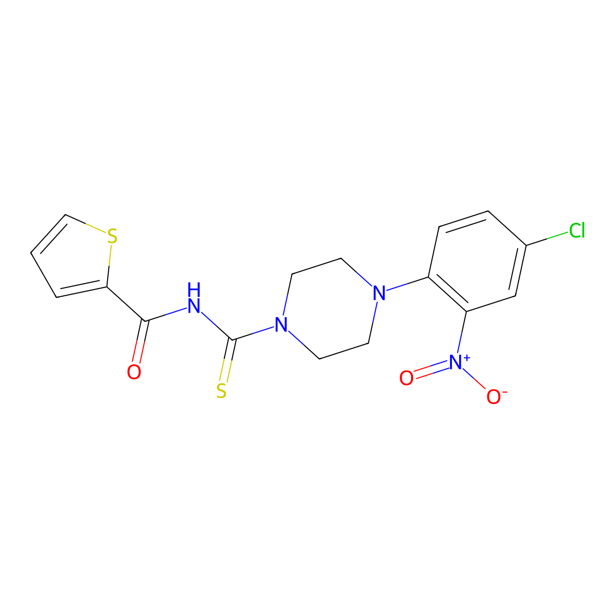 N-[4-(4-chloro-2-nitrophenyl)piperazine-1-carbothioyl]thiophene-2-carboxamide molecular structure, CAS 371140-69-1