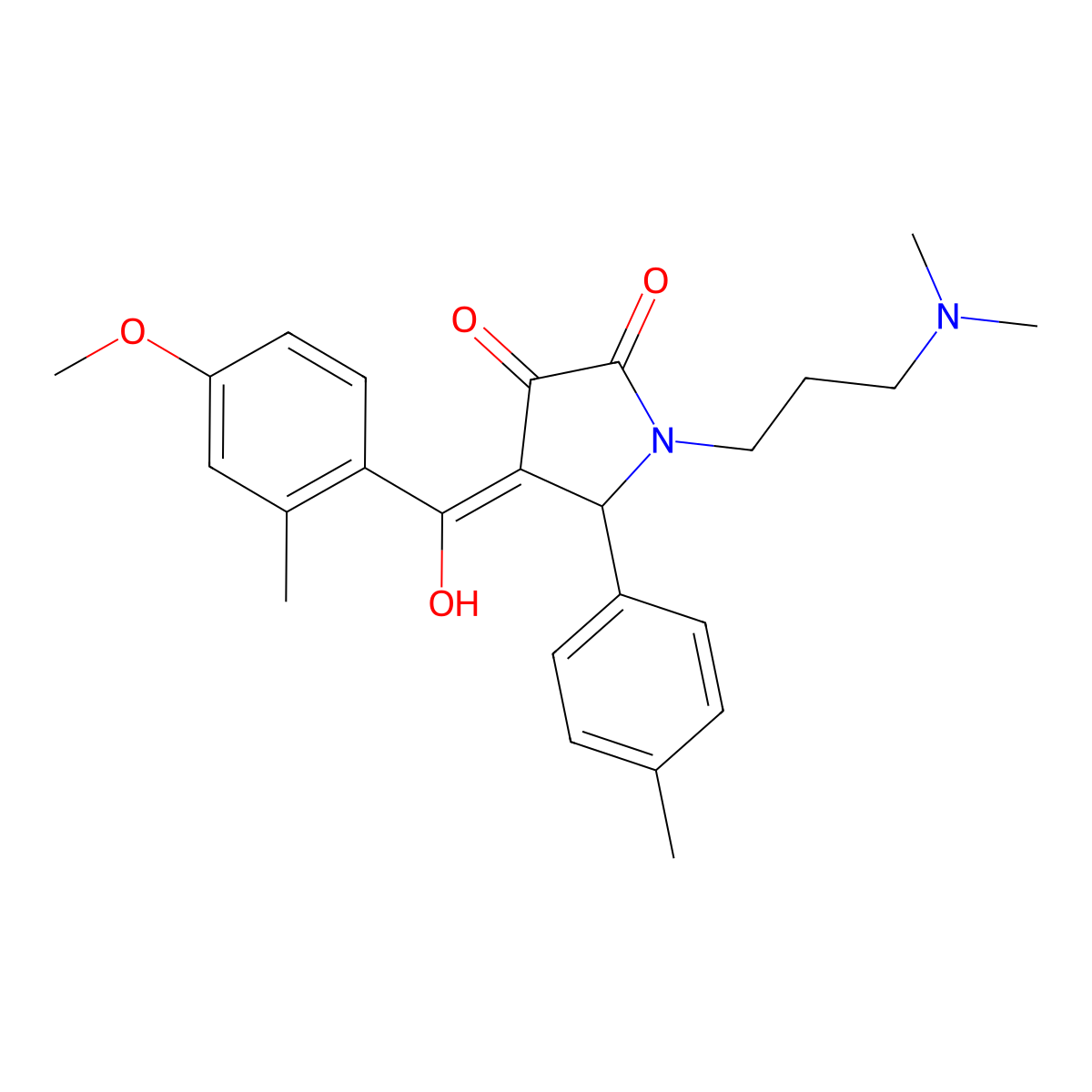 1-[3-(dimethylamino)propyl]-3-hydroxy-4-(4-methoxy-2-methylbenzoyl)-5-(4-methylphenyl)-2,5-dihydro-1H-pyrrol-2-one molecular structure, CAS 371140-85-1