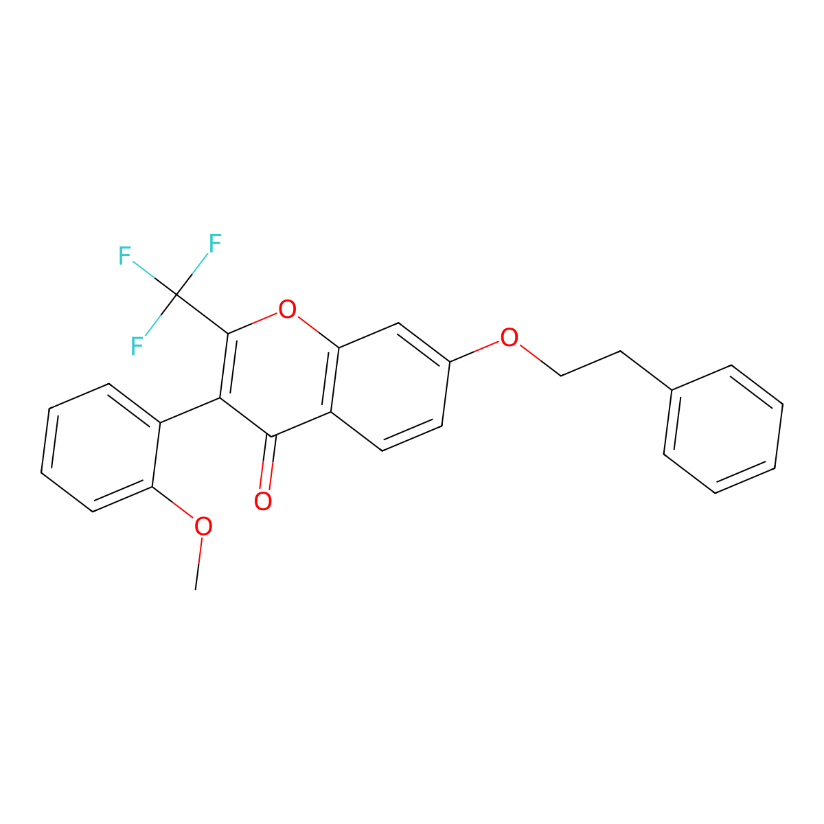 3-(2-Methoxyphenyl)-7-(2-phenylethoxy)-2-(trifluoromethyl)chromen-4-one molecular structure, CAS 371140-90-8