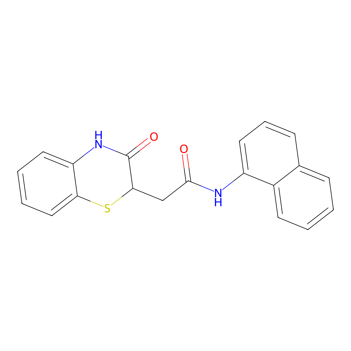 N-naphthalen-1-yl-2-(3-oxo-4H-1,4-benzothiazin-2-yl)acetamide molecular structure, CAS 371140-99-7