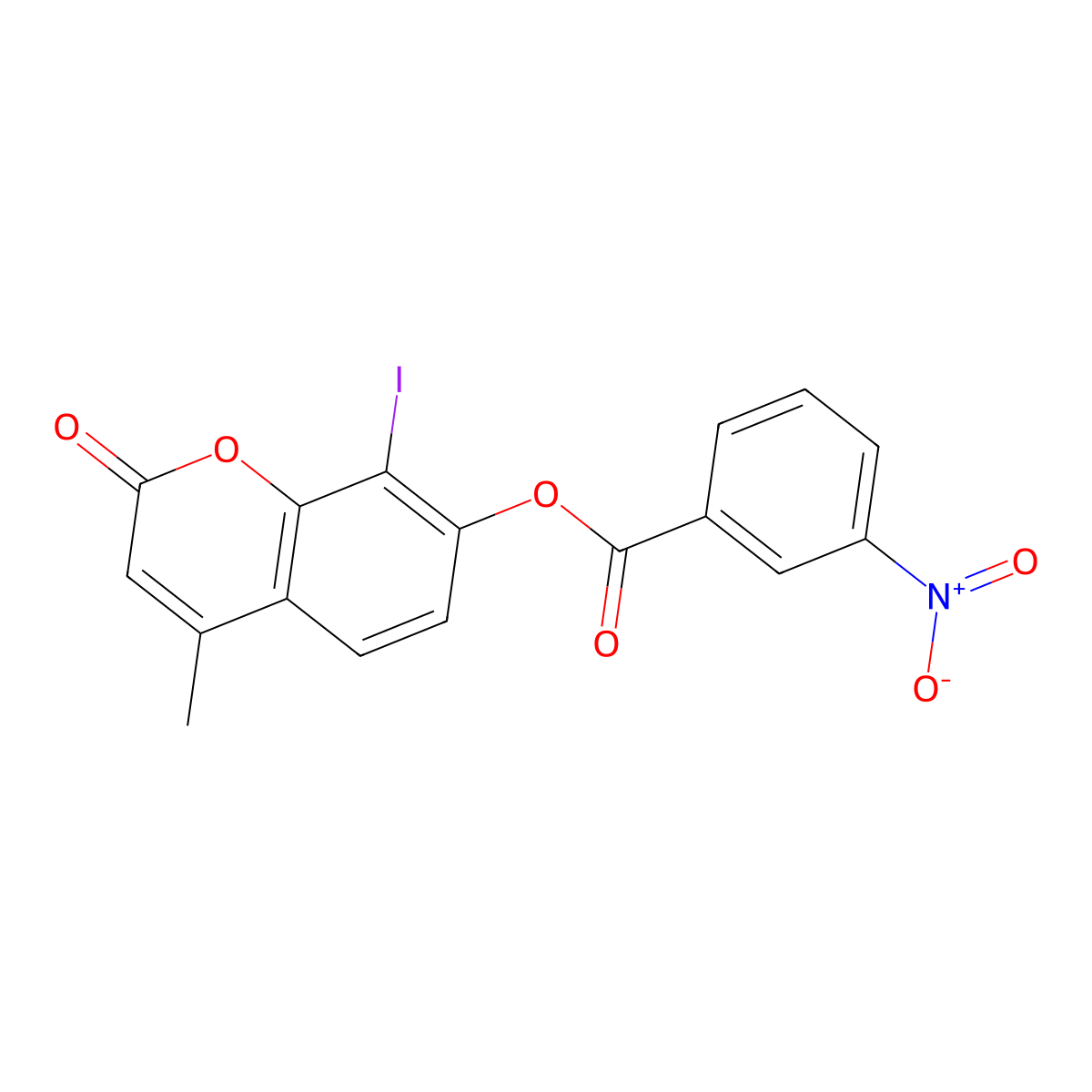 (8-Iodo-4-methyl-2-oxochromen-7-yl) 3-nitrobenzoate molecular structure, CAS 371141-42-3